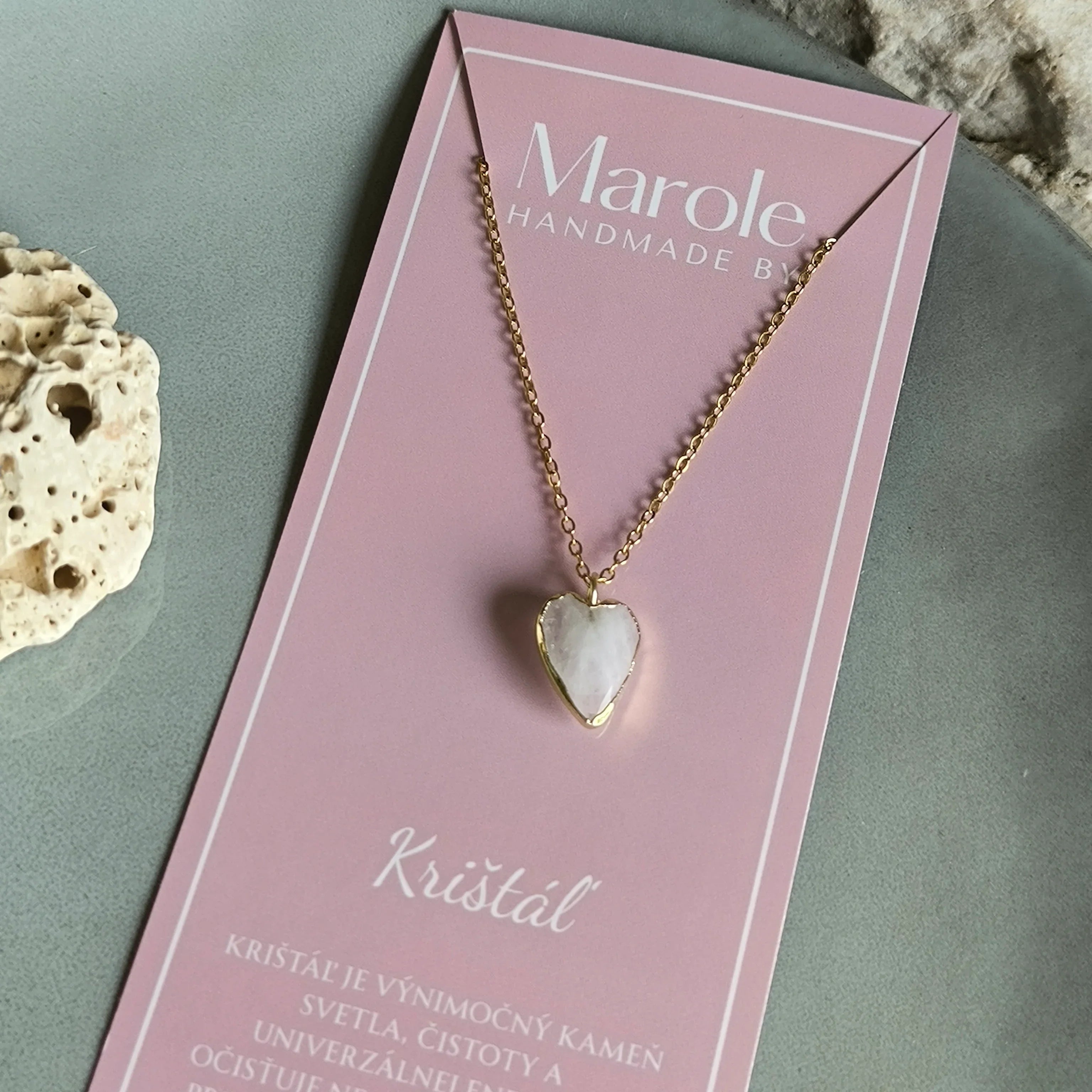 Řetízek s přívěskem z přírodního minerálu (Křišťál) - Marole