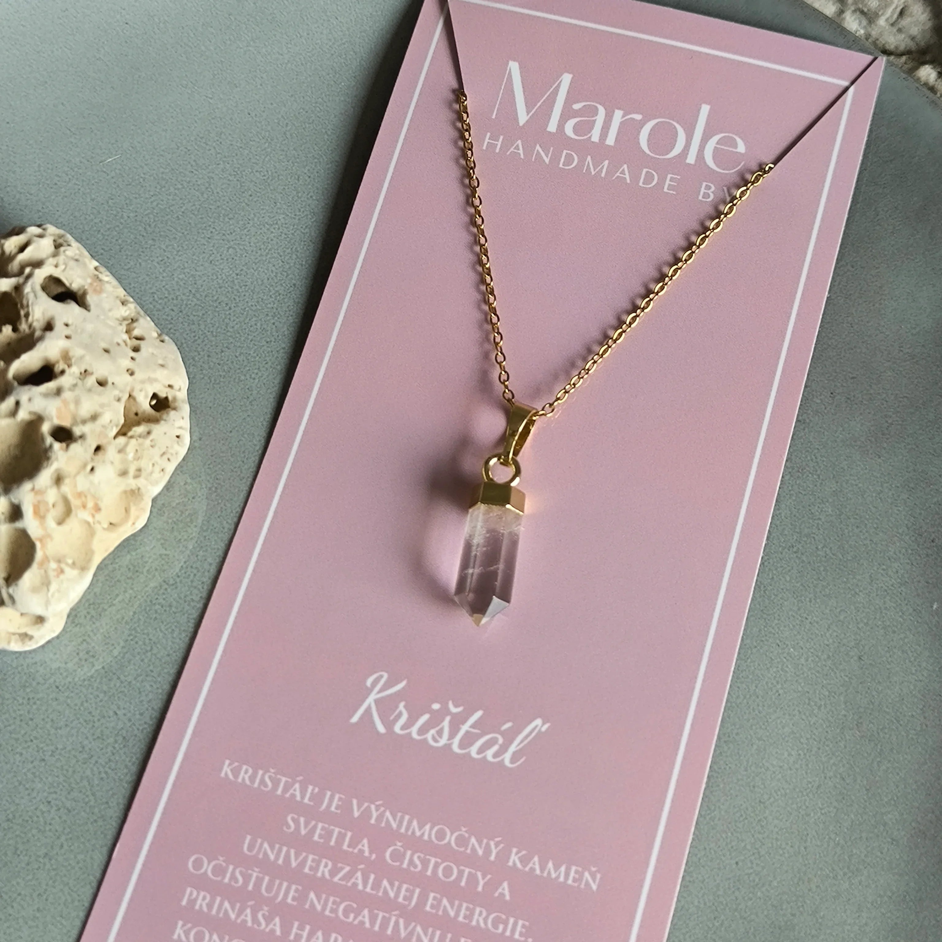 Kette mit Anhänger aus natürlichem Mineral (Kristall) - Marole