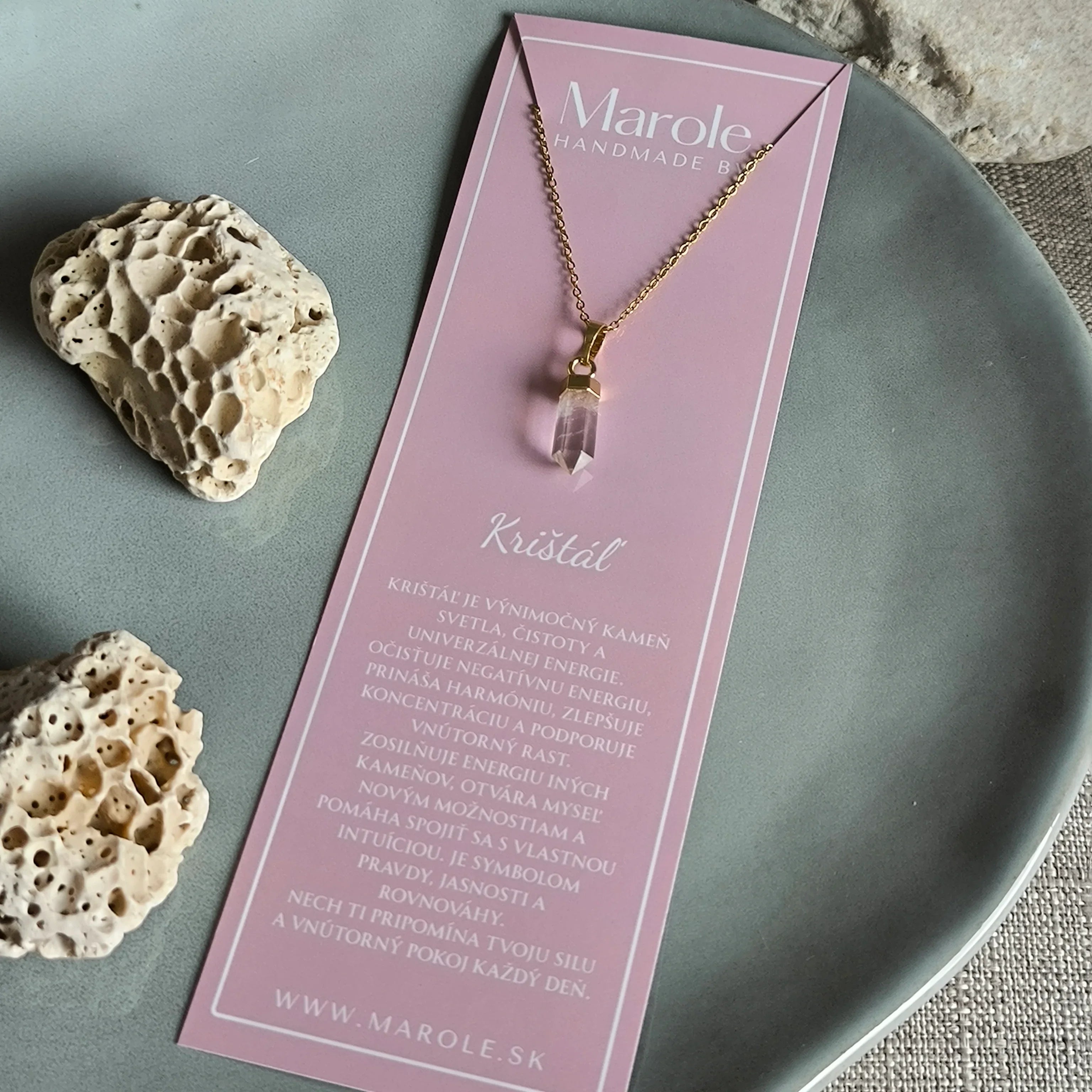 Kette mit Anhänger aus natürlichem Mineral (Kristall) - Marole