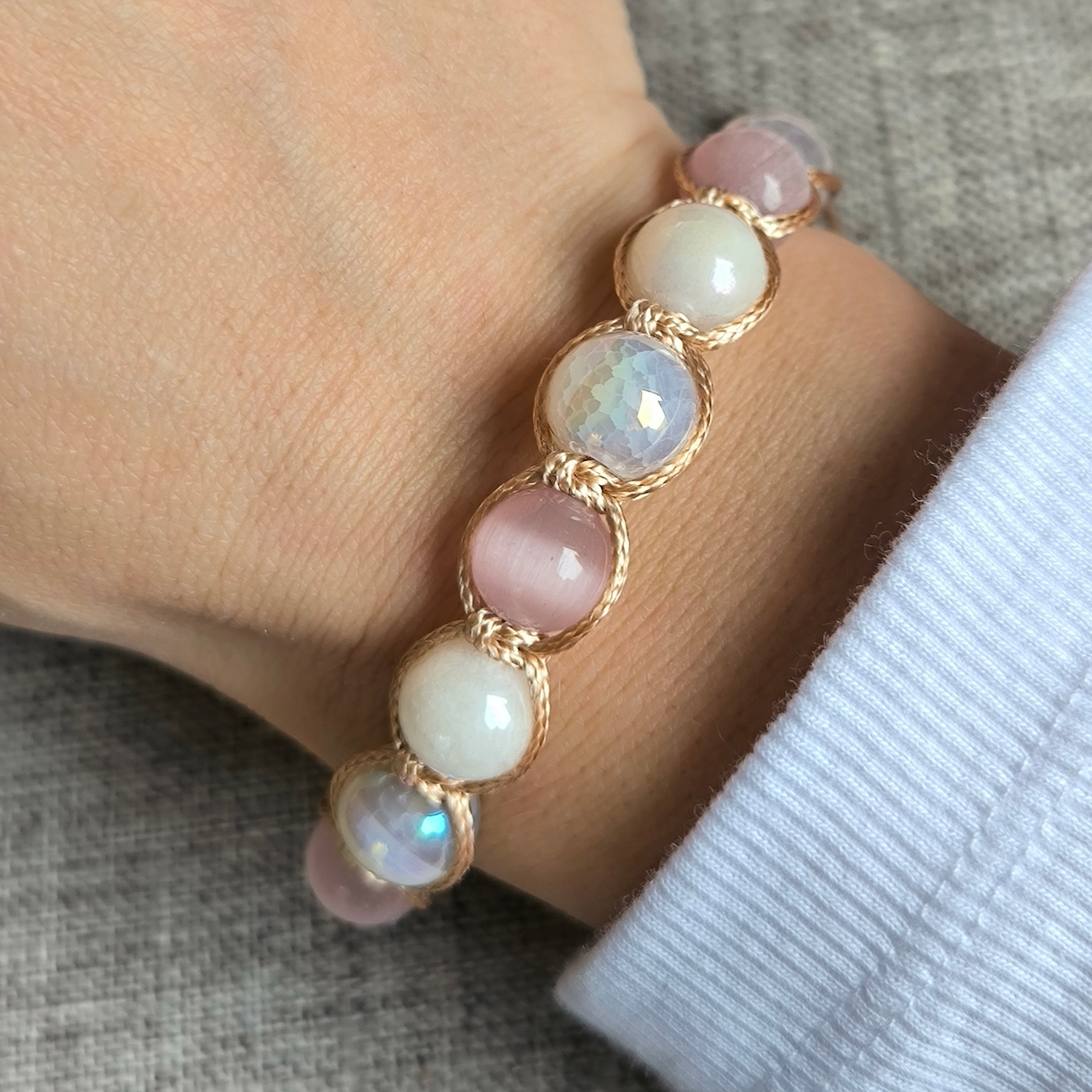 Sugar - Náramok z minerálov (Achát, Jadeit, Mačacie oko) - Marole