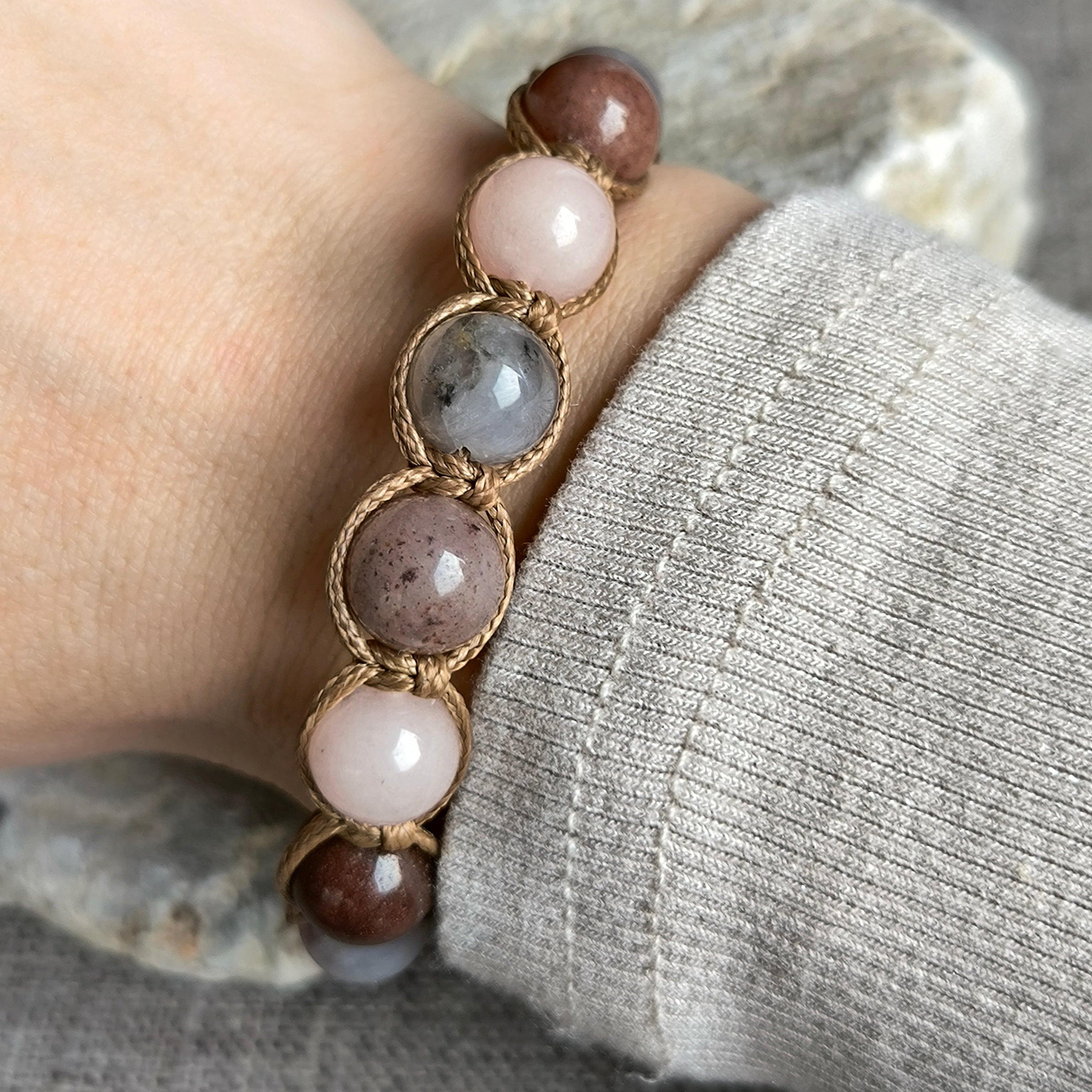 Terra - Náramok z minerálov (Ruženín, Avanturín, Jaspis) - Marole