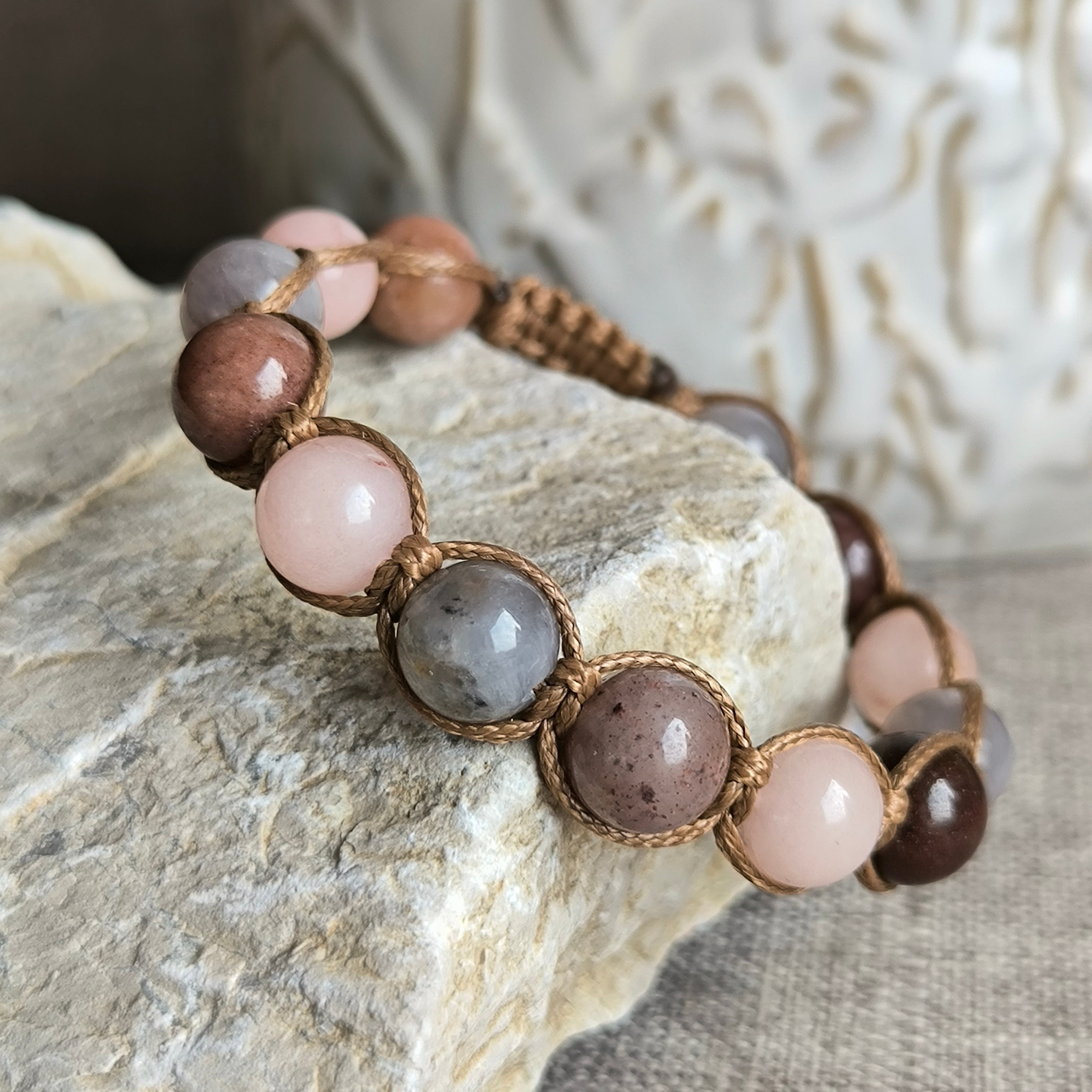 Terra - Náramok z minerálov (Ruženín, Avanturín, Jaspis) - Marole