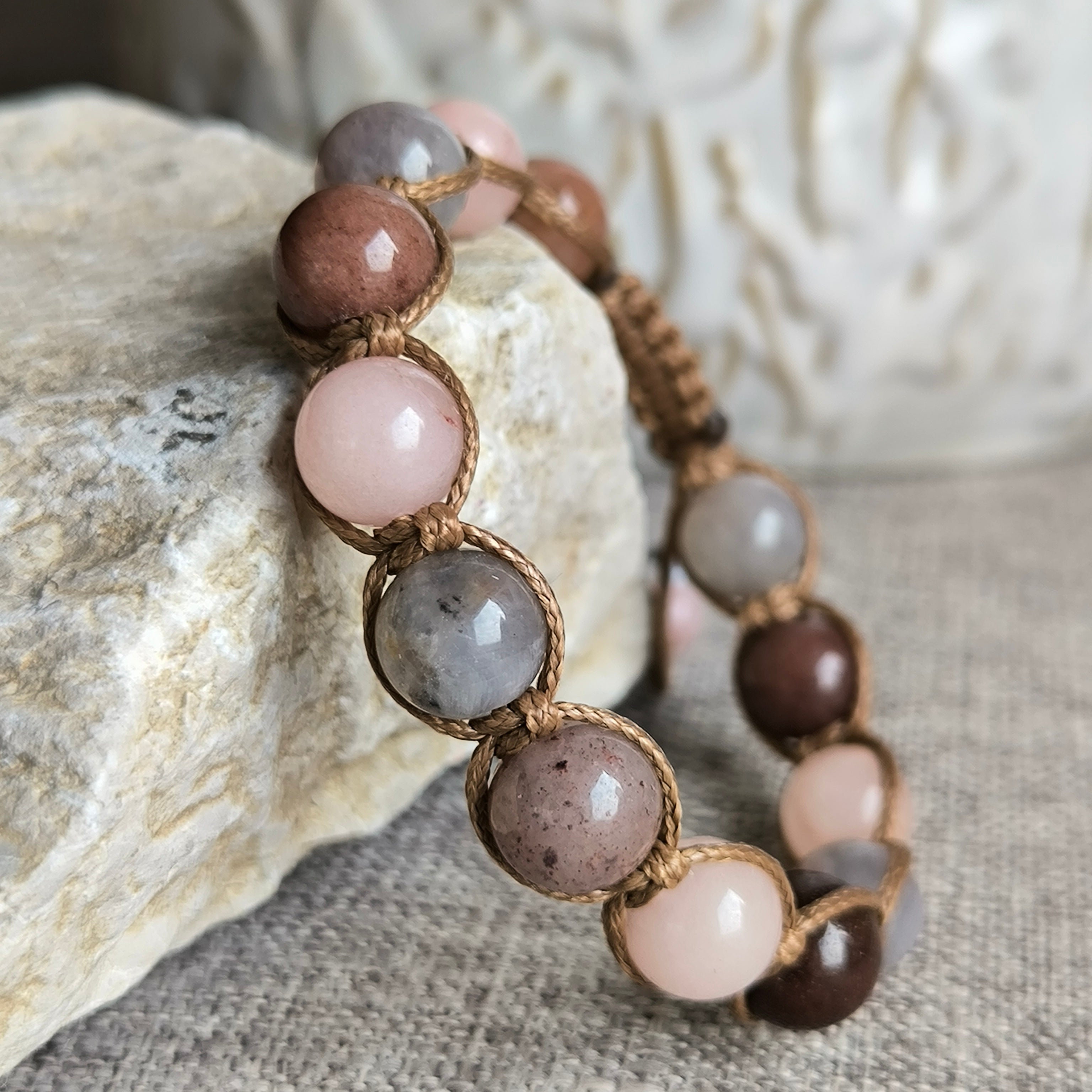 Terra - Náramok z minerálov (Ruženín, Avanturín, Jaspis) - Marole