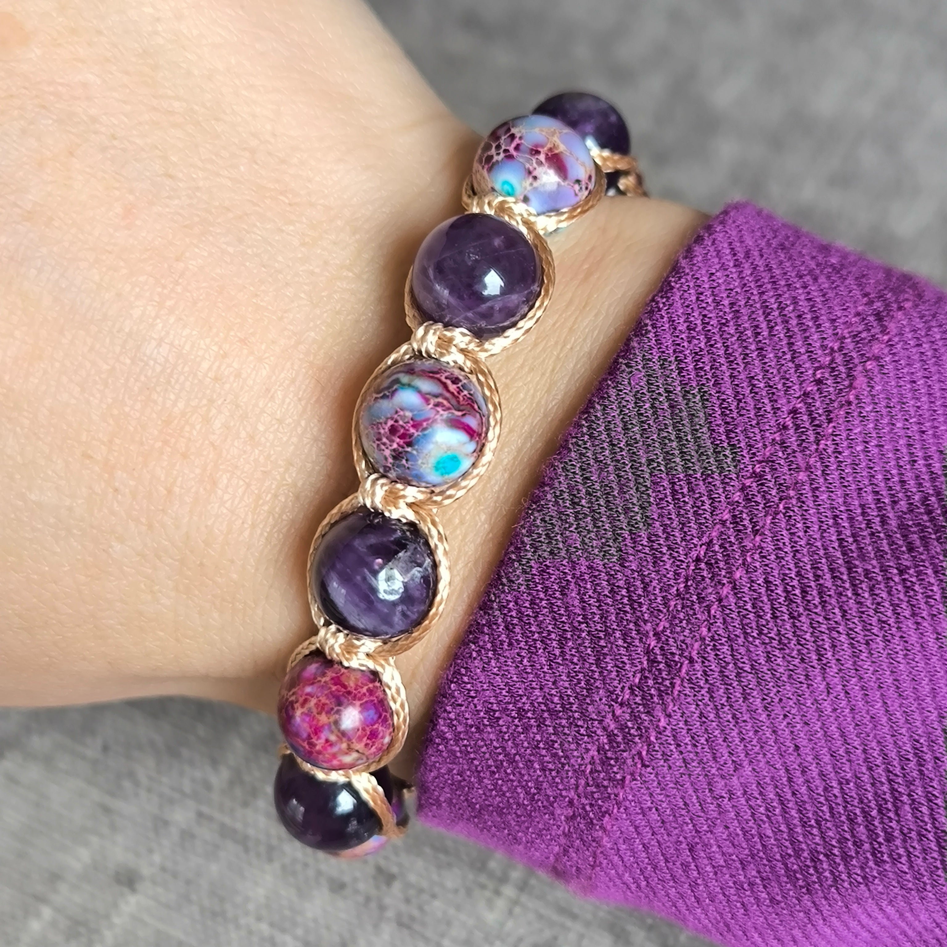 Vexa - Náramok z minerálov (Ametyst, Jaspis) - Marole