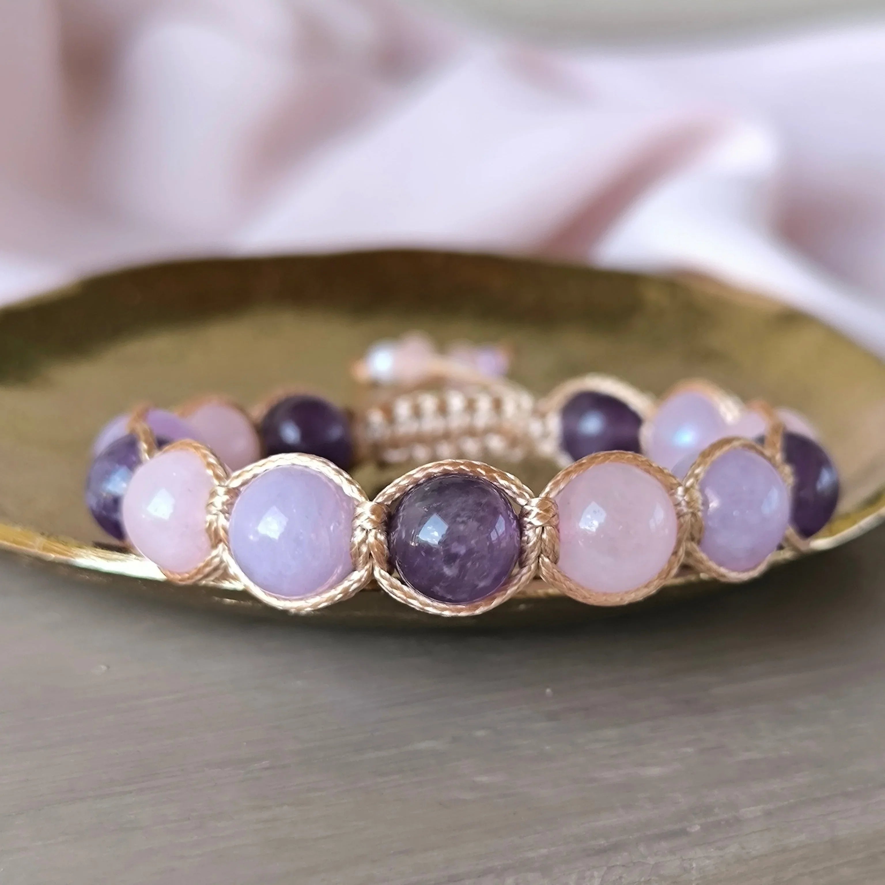 Violet Dreams – Mineralienarmband (Amethyst, Rosenquarz, Angelit) – Marole