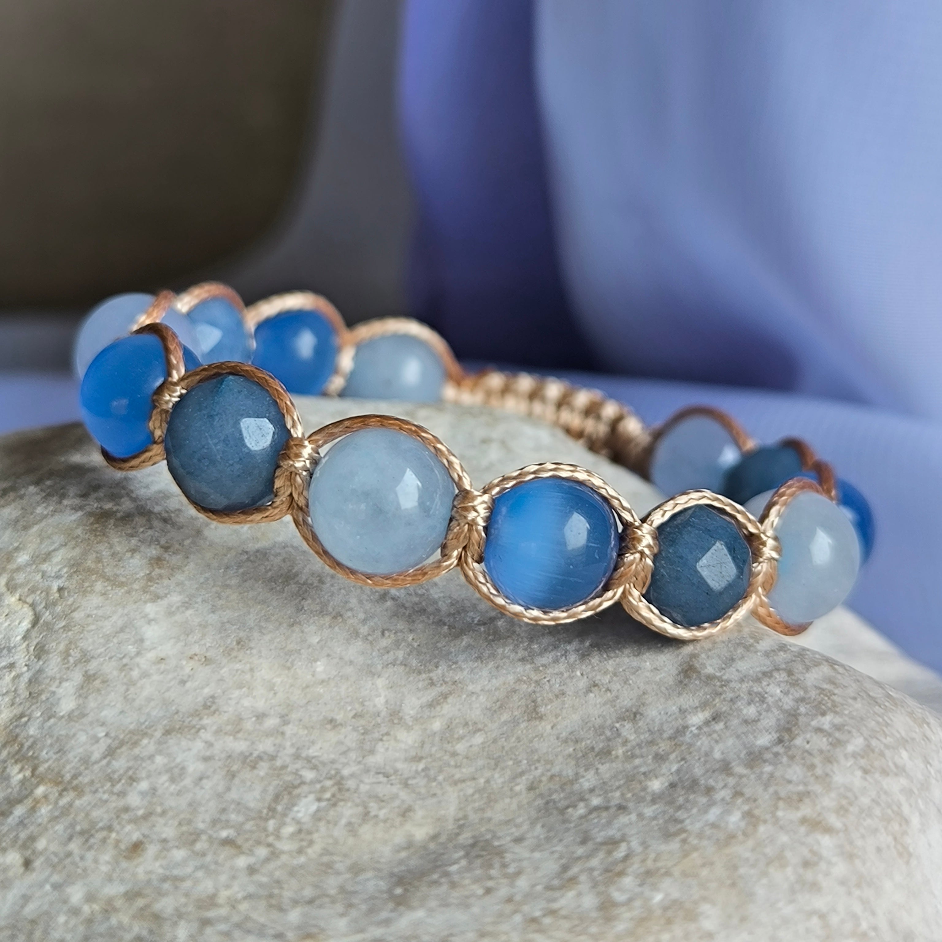 Wayne - Náramok z minerálov (Akvamarín, Jadeit, Mačacie oko) - Marole