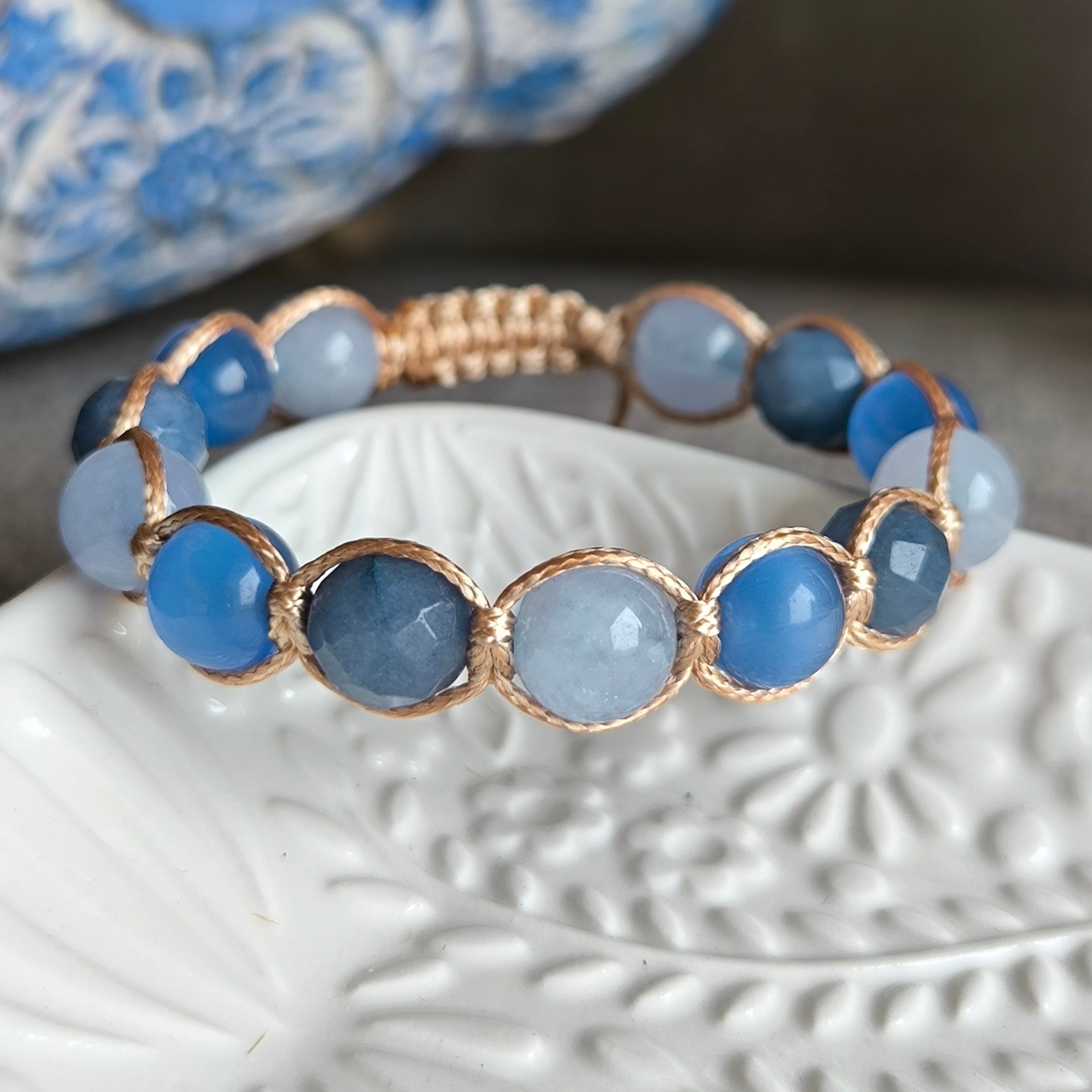 Wayne - Náramok z minerálov (Akvamarín, Jadeit, Mačacie oko) - Marole