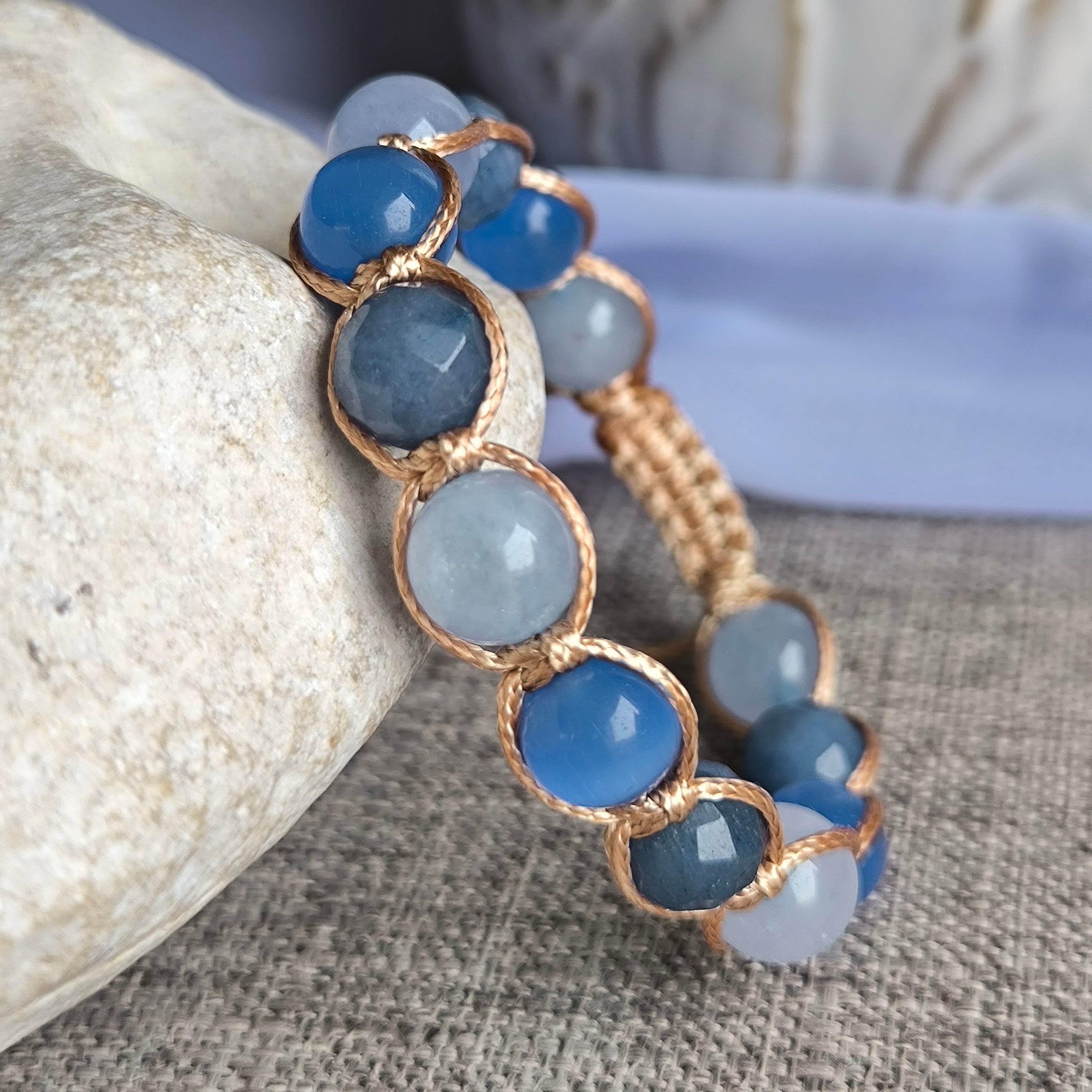 Wayne - Náramok z minerálov (Akvamarín, Jadeit, Mačacie oko) - Marole