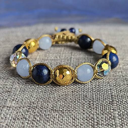 Royal Blue - Náramok z minerálov (Lapis Lazuli, Akvamarín, Hematit )