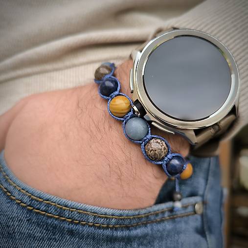 Nautical - Náramok z minerálov (Jaspis, Lapis Lazuli, Avanturín, Obsidián)