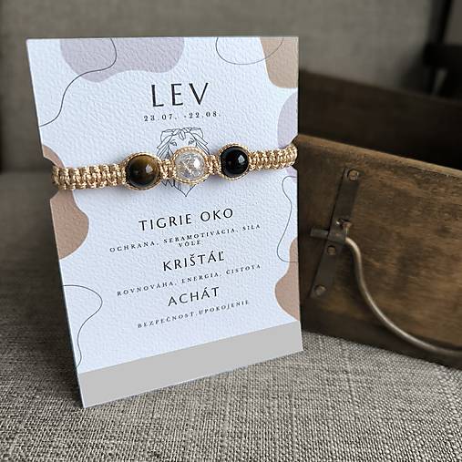 Lev (Tigrie Oko, Krištáľ, Achát)