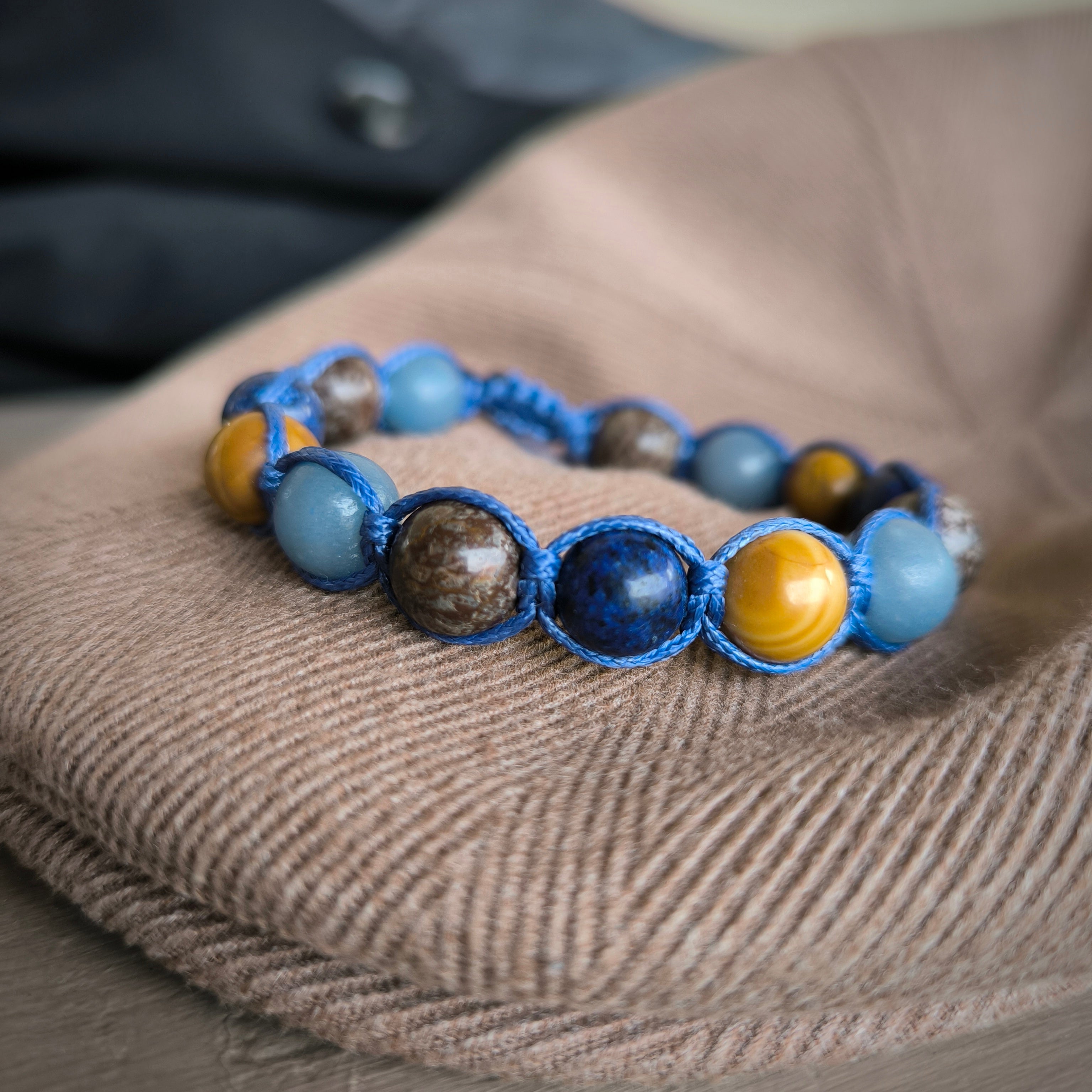 Nautical - Náramok z minerálov (Jaspis, Lapis Lazuli, Avanturín, Obsidián)
