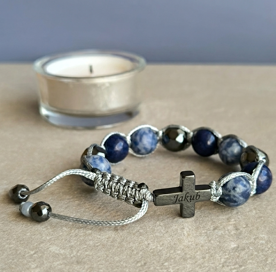 Różaniec dla chłopca (Lapis Lazuli, Sodalit, Hematyt)