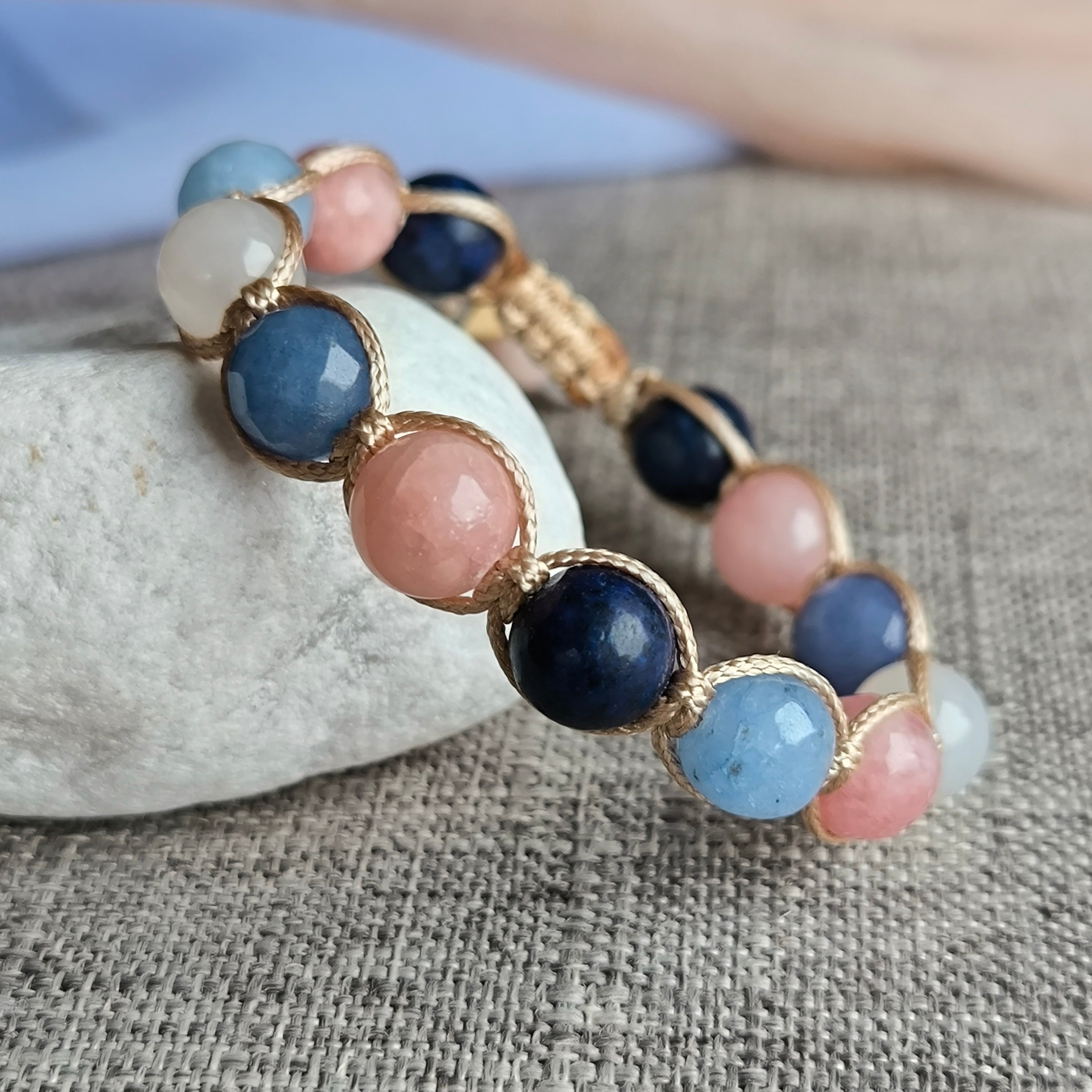 Lentil - Náramok z minerálov (Lapis Lazuli, Jadeit)