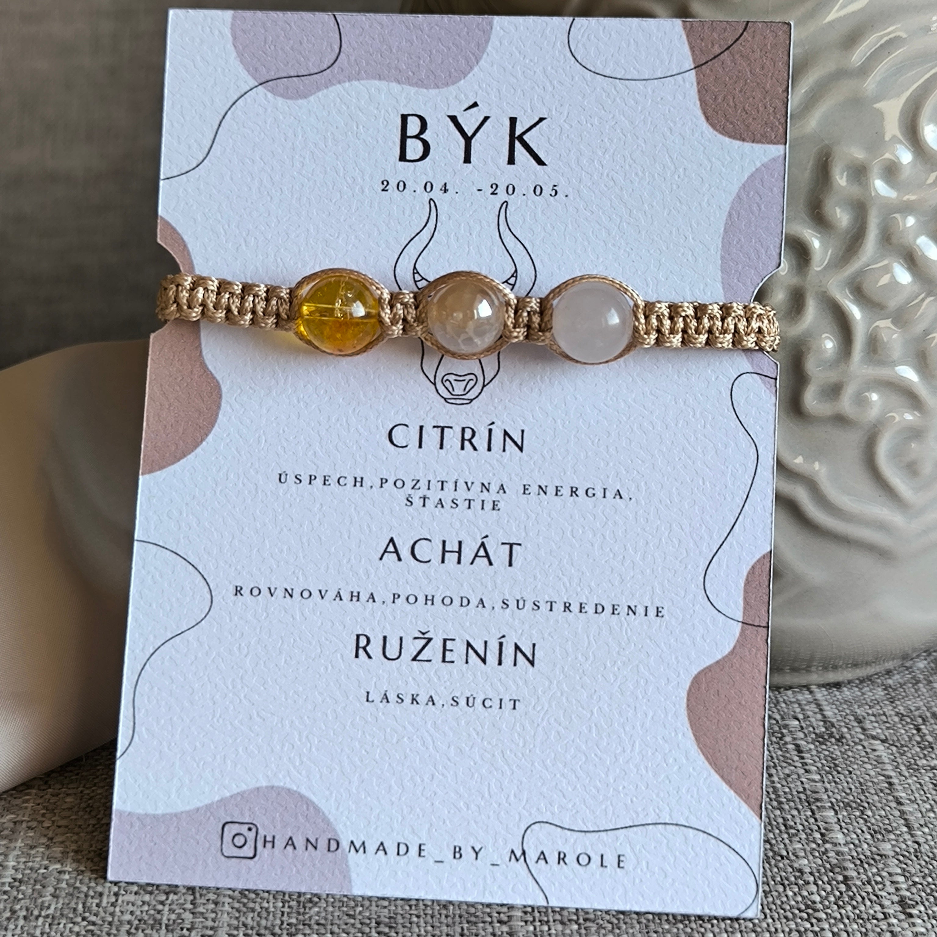 Býk  (Citrín, Achát, Ruženín)