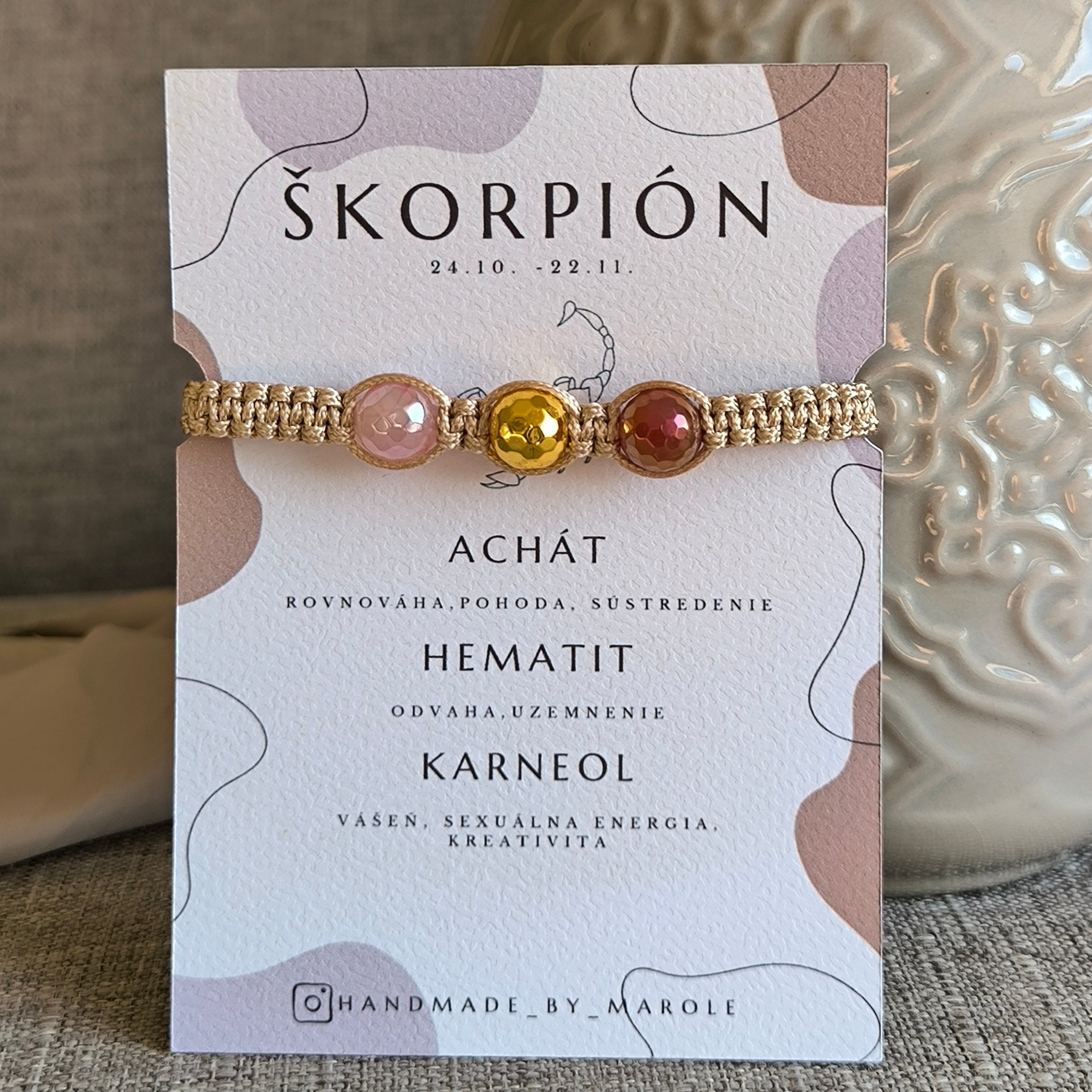 Škorpión (Achát, Hematit, Karneol)