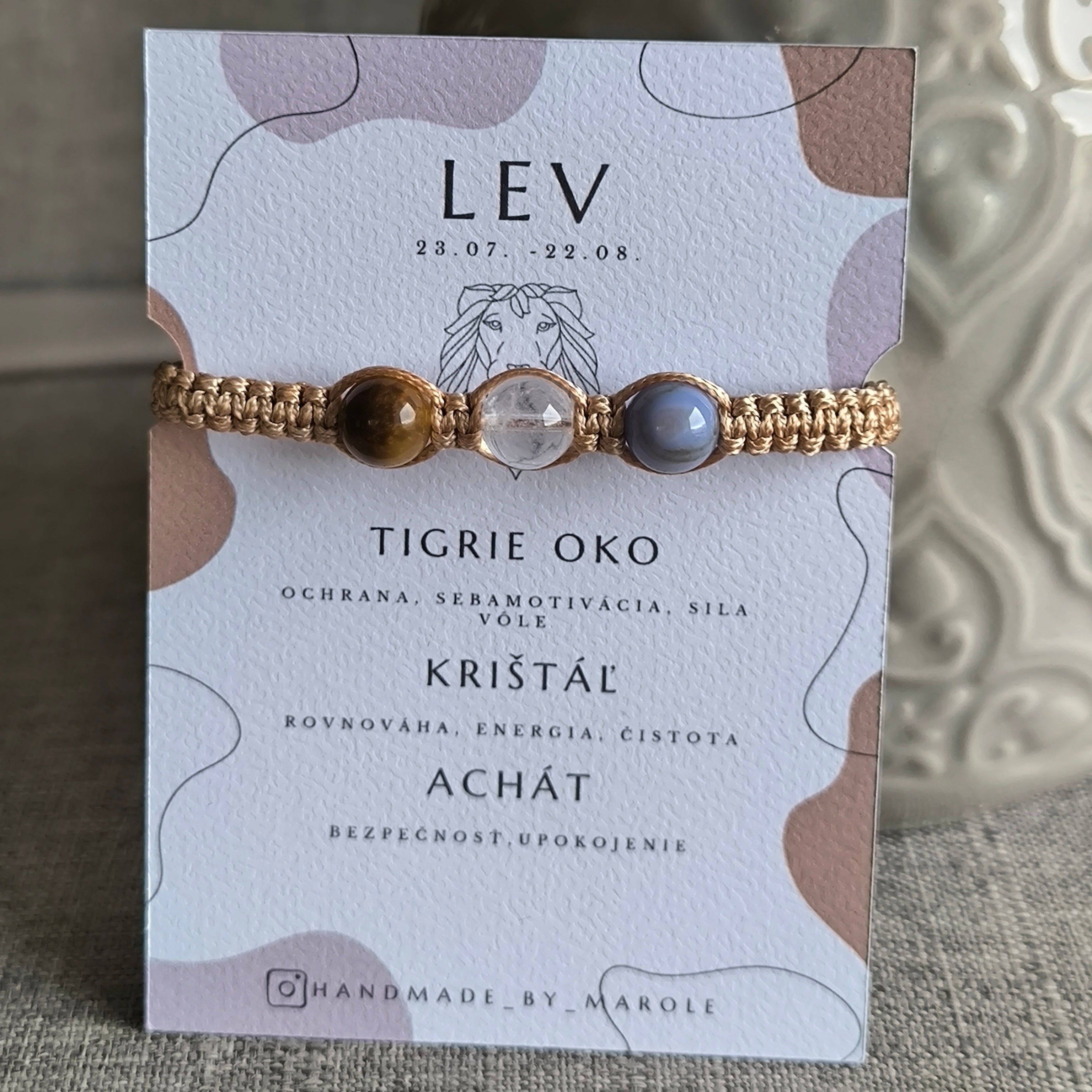 Lev (Tigrie Oko, Krištáľ, Achát)