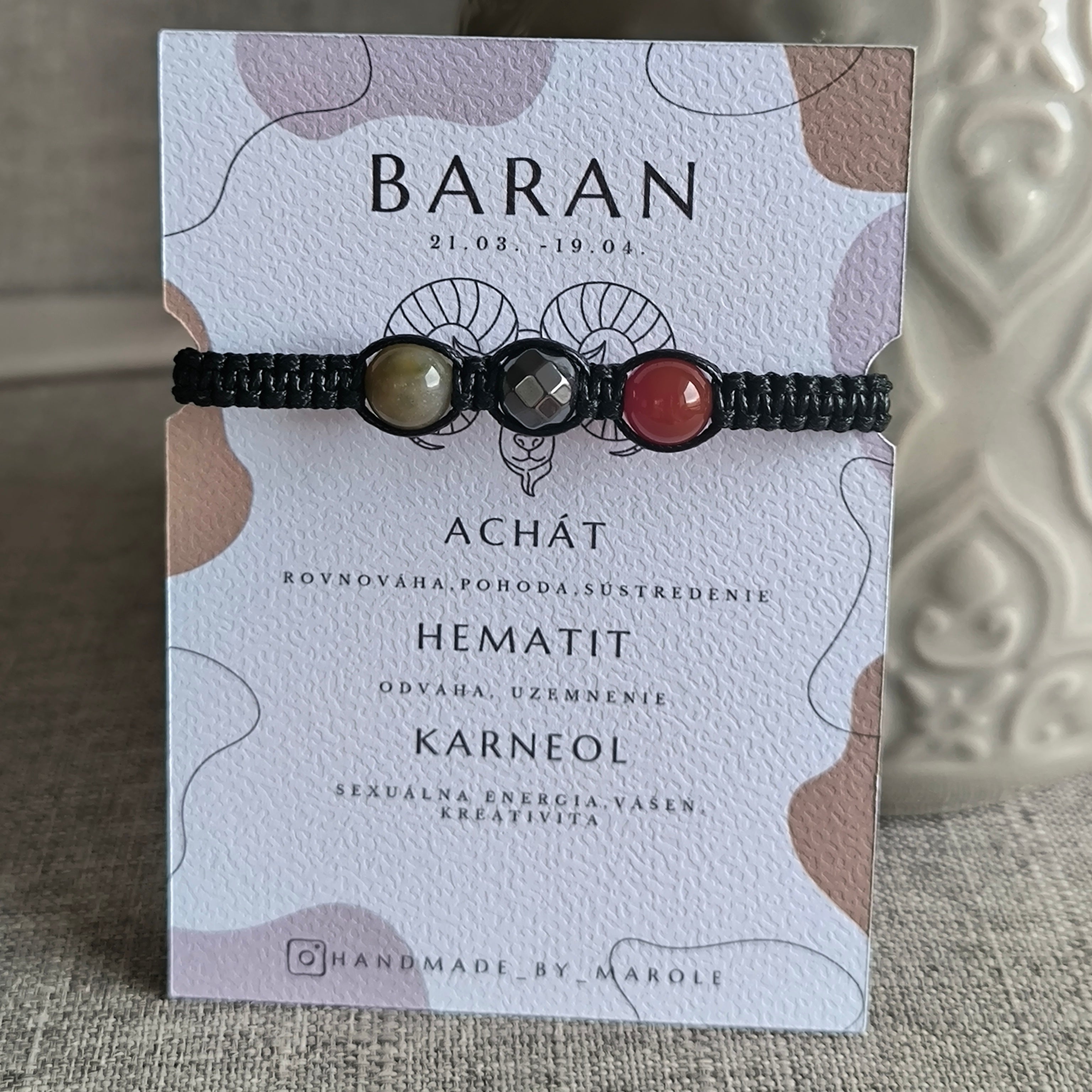 Baran (Achát, Hematit, Karneol)