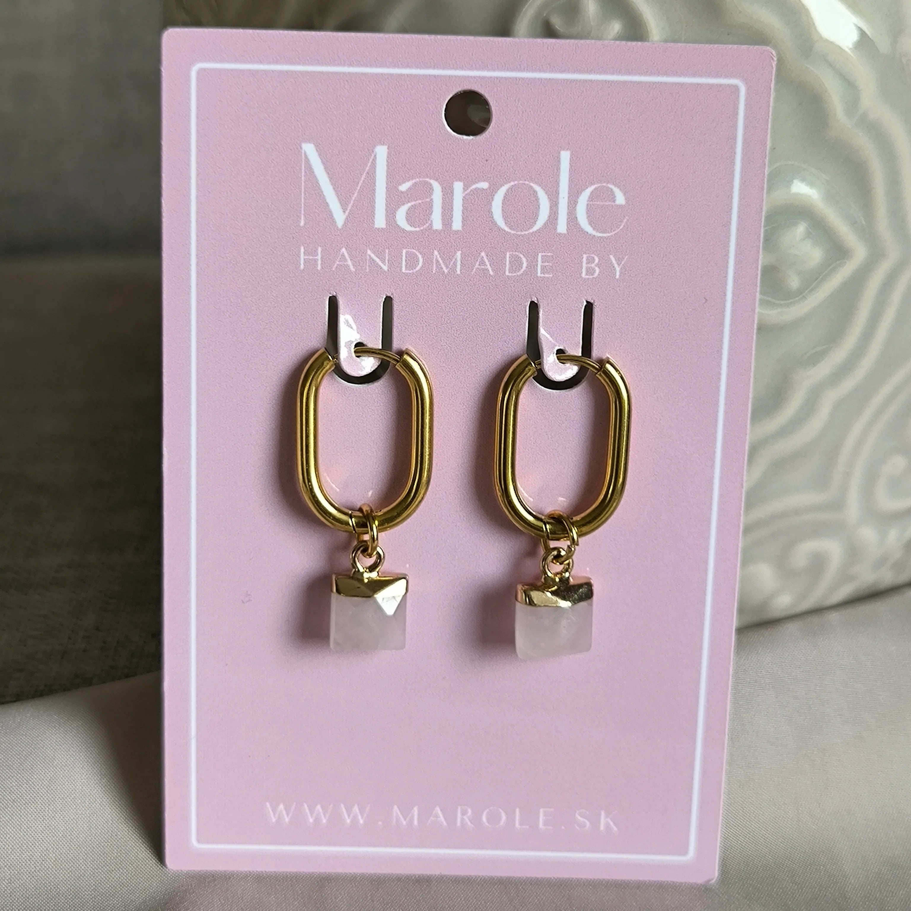 Mineral earrings (Rose quartz) - Marole