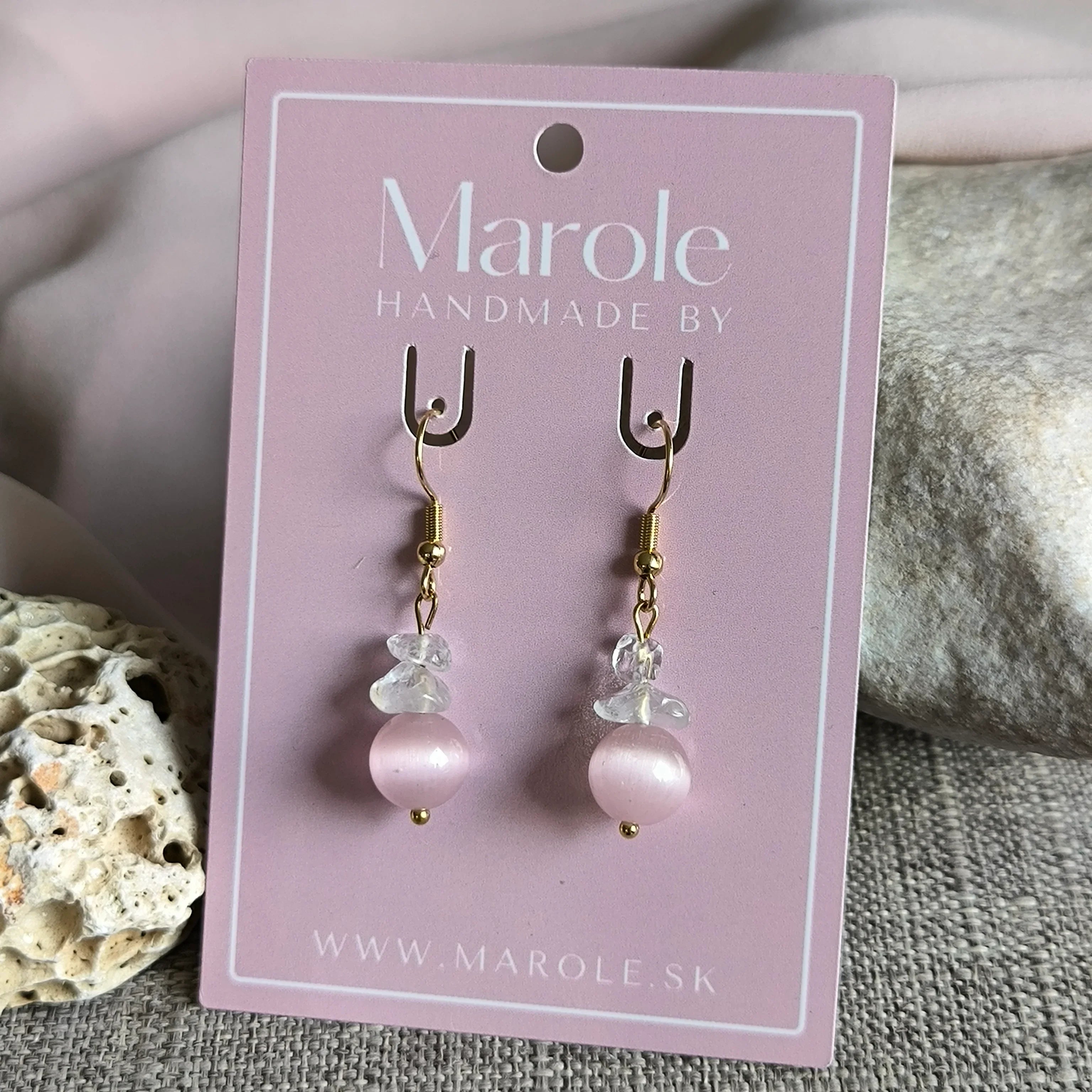 Mineral earrings (Cat's eye, Crystal) - Marole