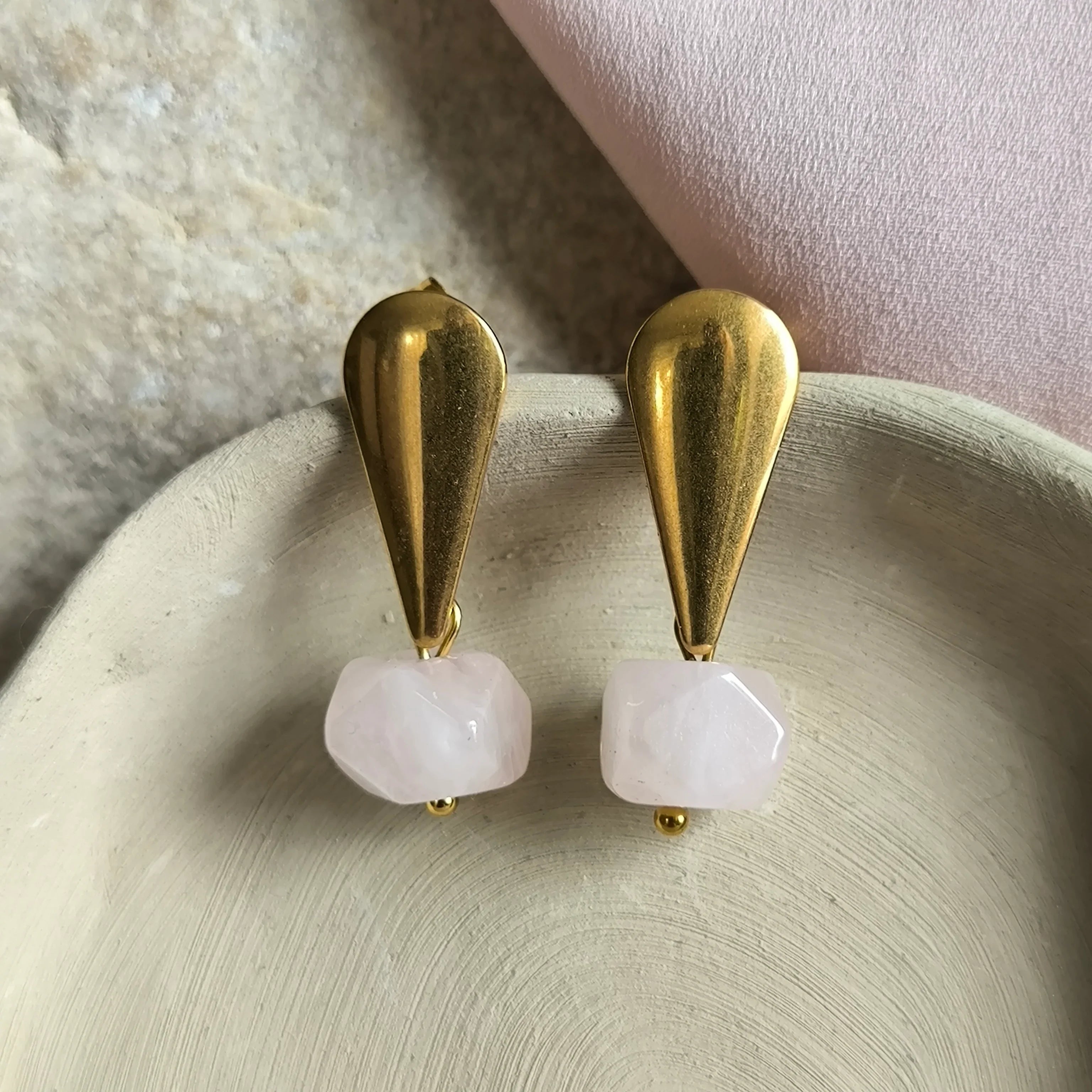 Mineral earrings (Rose quartz) - Marole