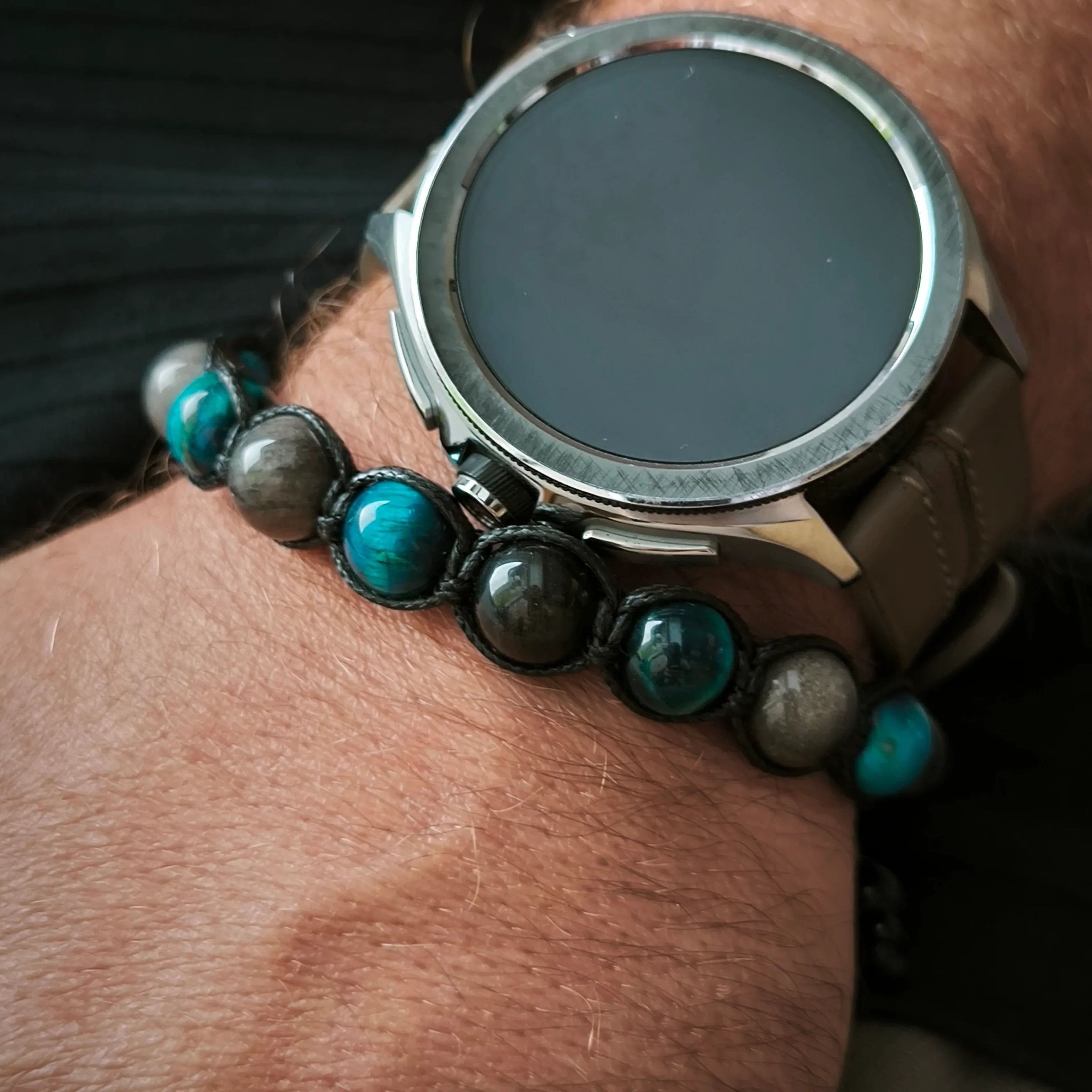 Stellar - Náramok z minerálov (Tigrie oko, Obsidián) - Marole