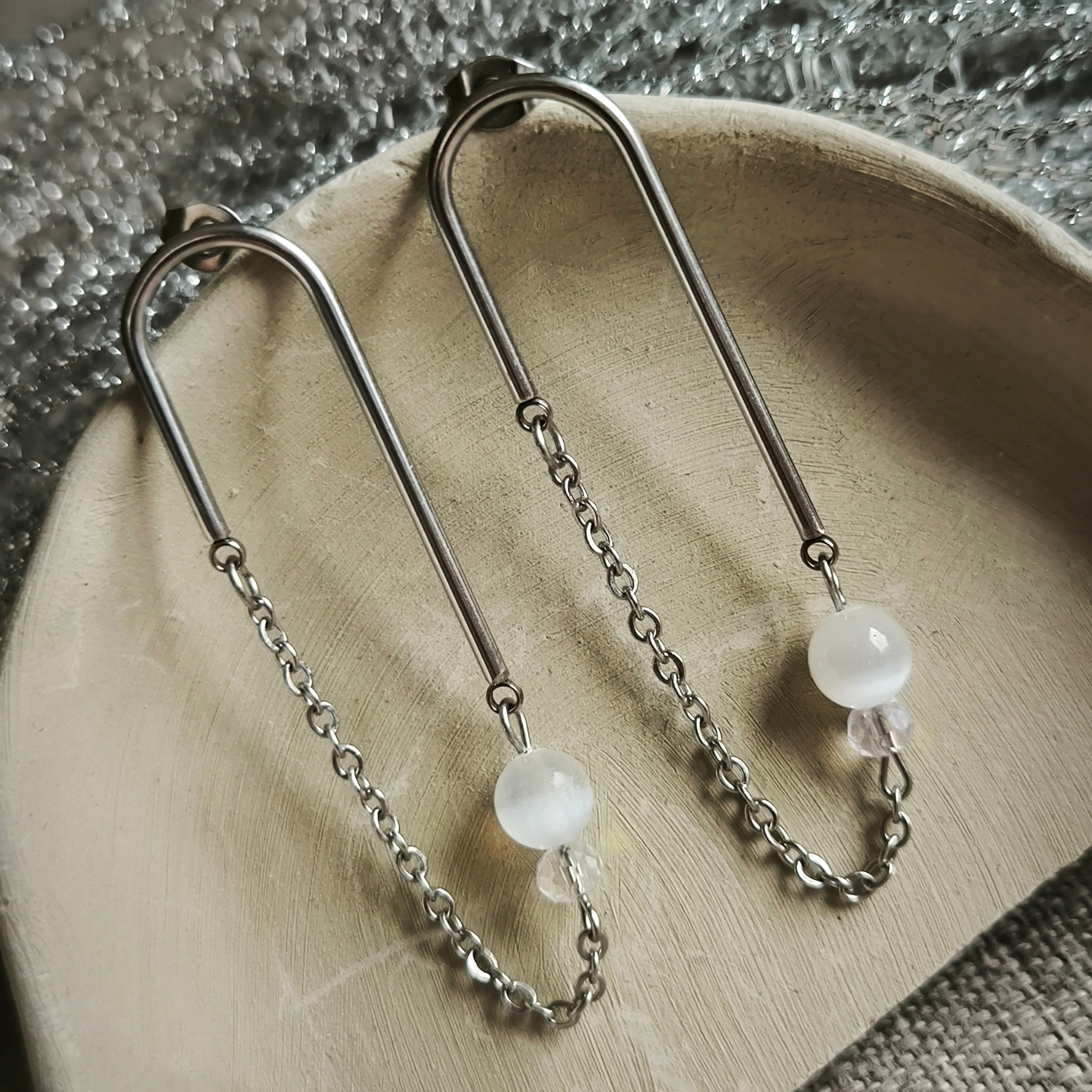 Mineral earrings (Selenite)