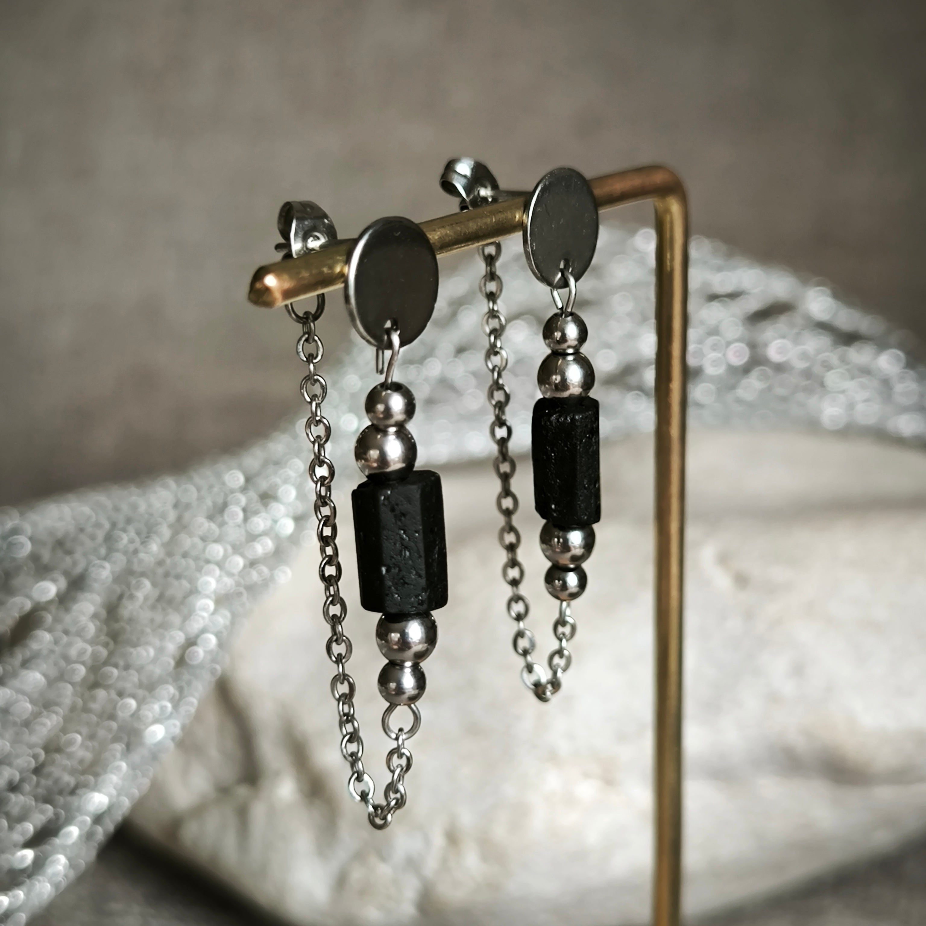 Mineral earrings (Tourmaline)