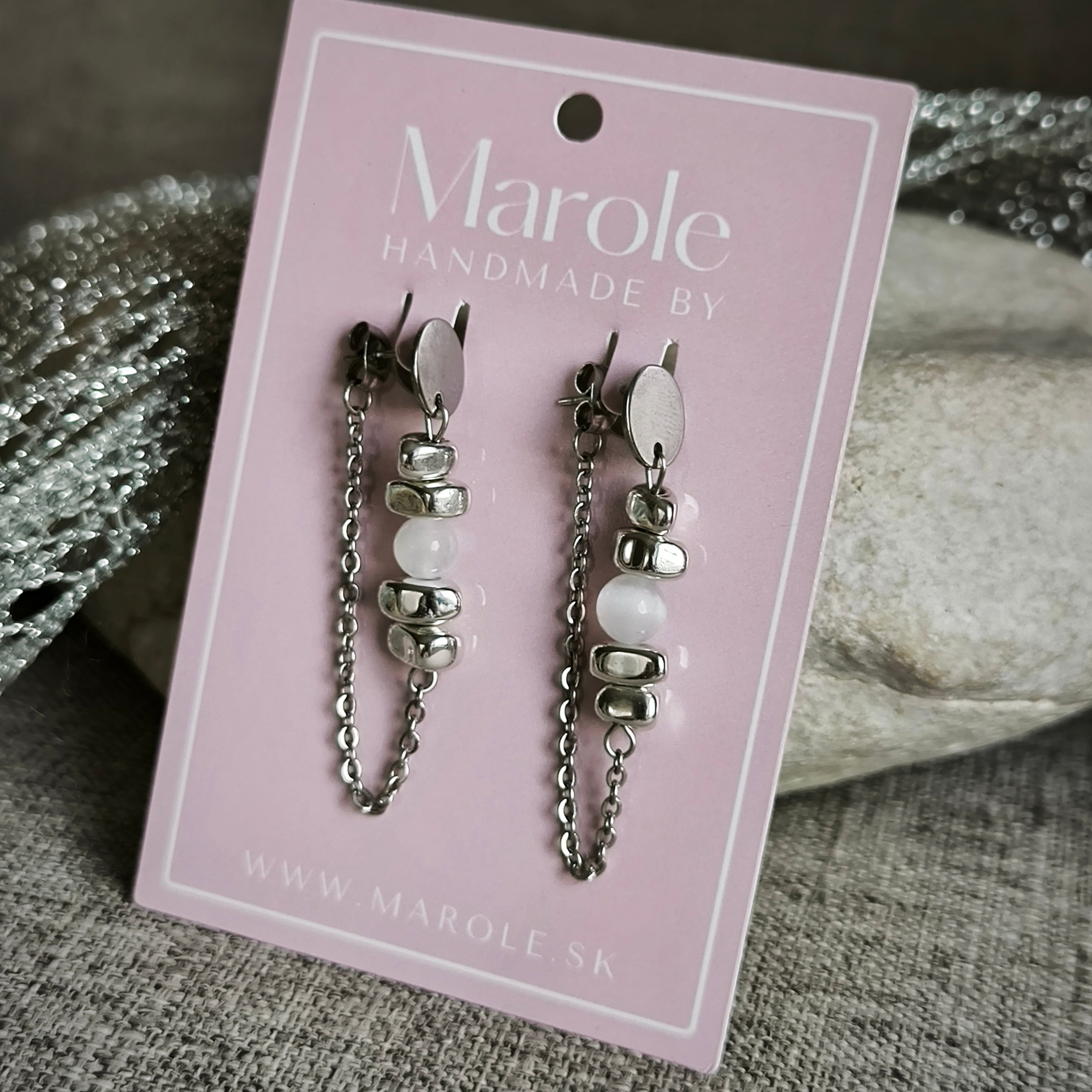 Mineral earrings (Selenite, Hematite)