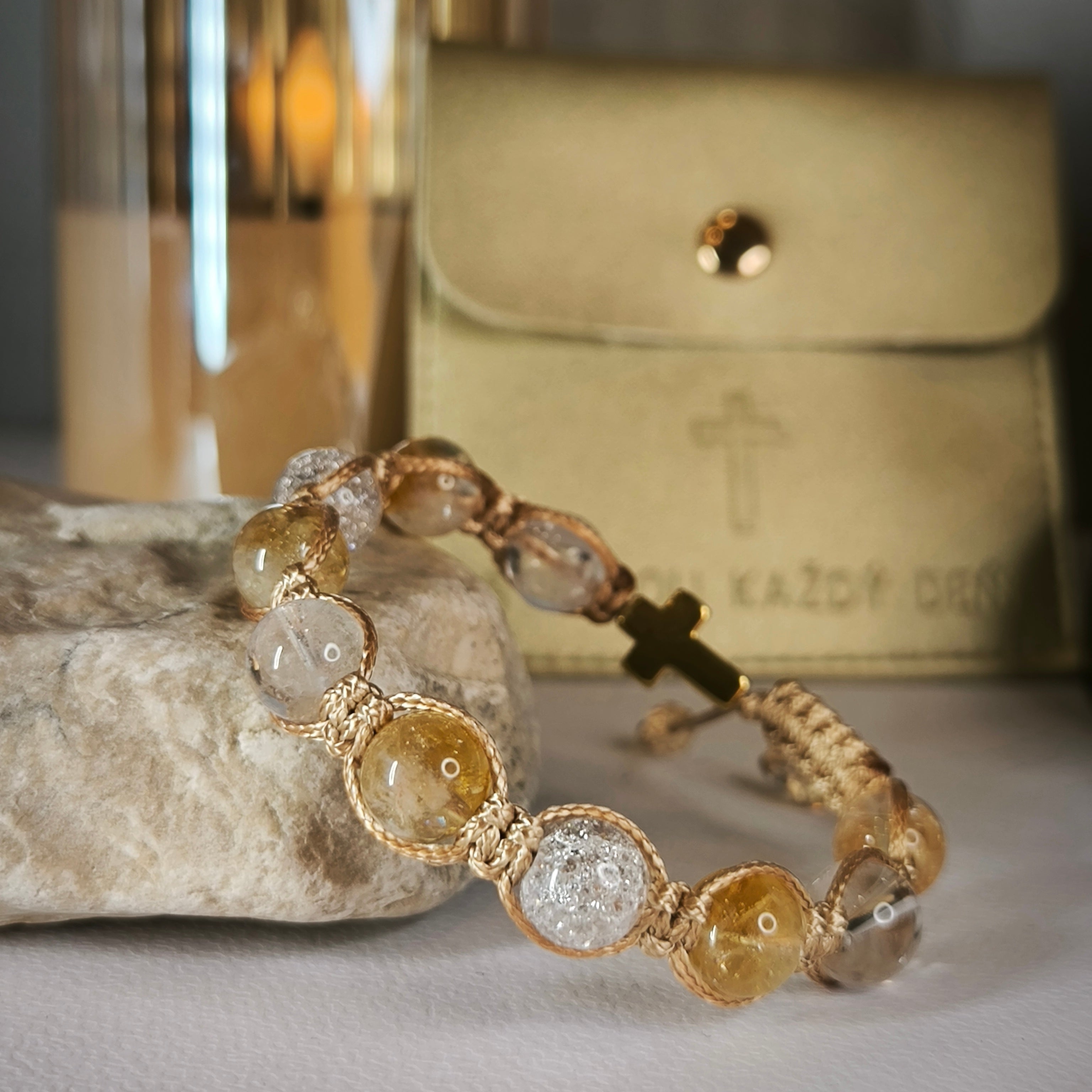 Women's rosary for the hand (Citrine, Crystal, Hematite)