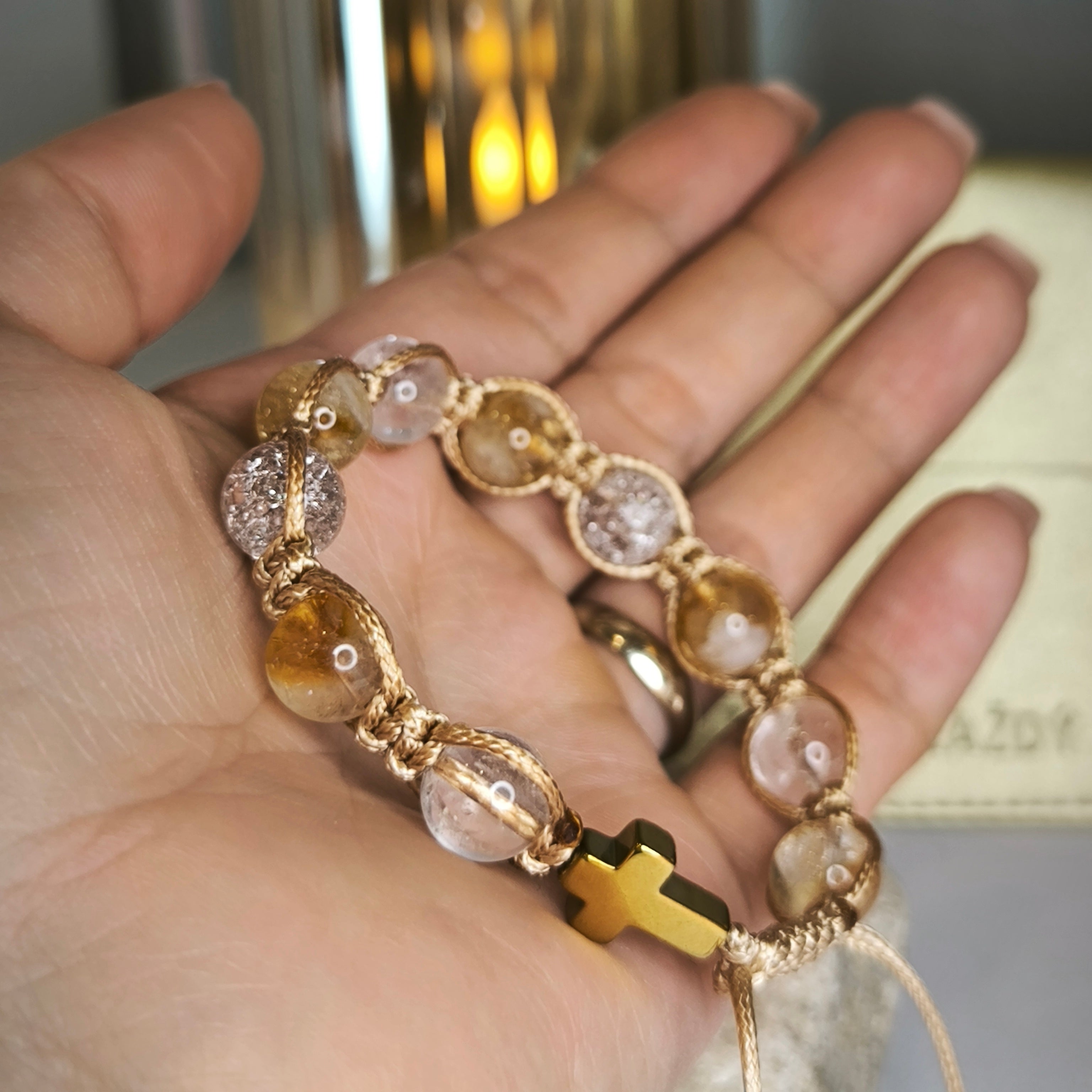 Women's rosary for the hand (Citrine, Crystal, Hematite)
