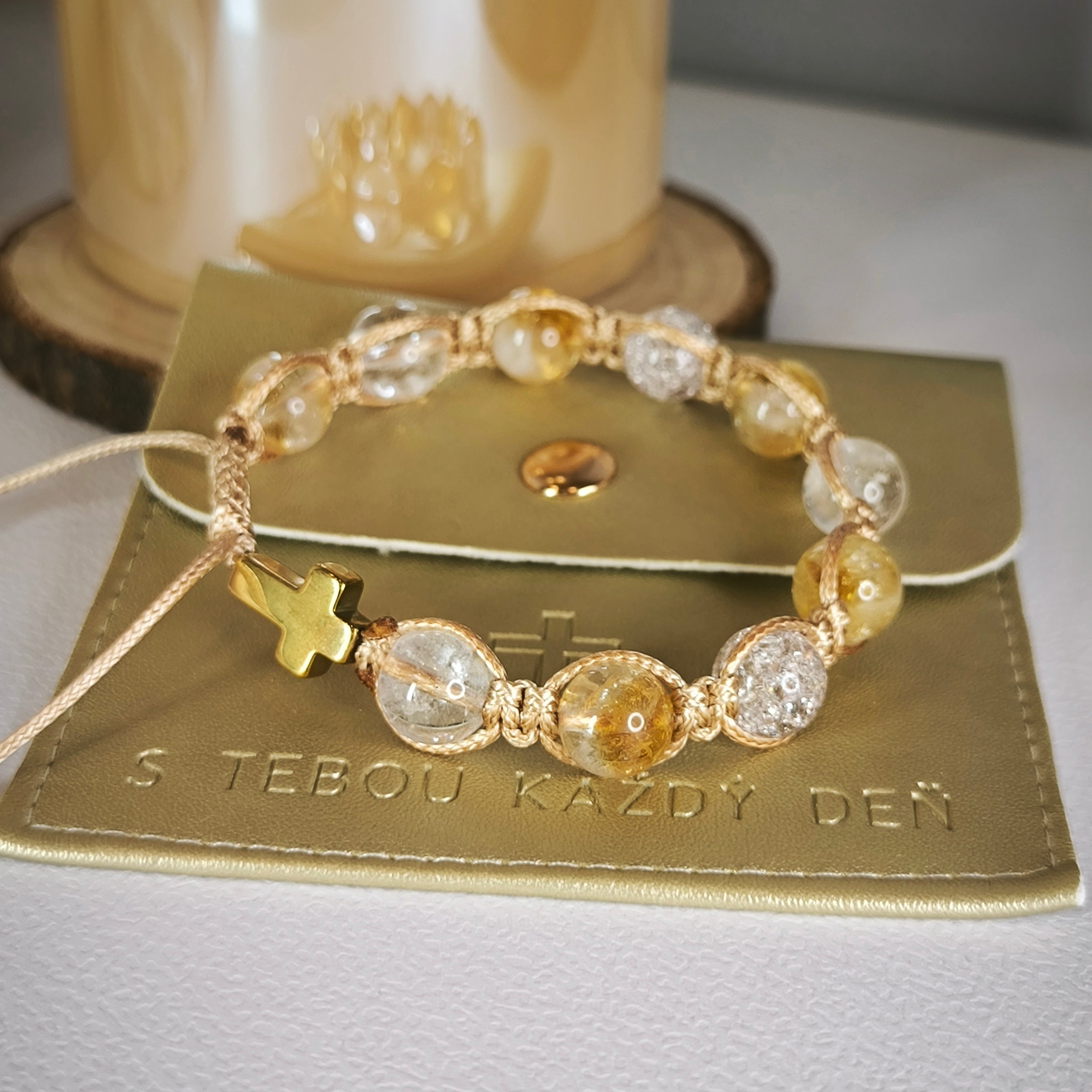 Women's rosary for the hand (Citrine, Crystal, Hematite)