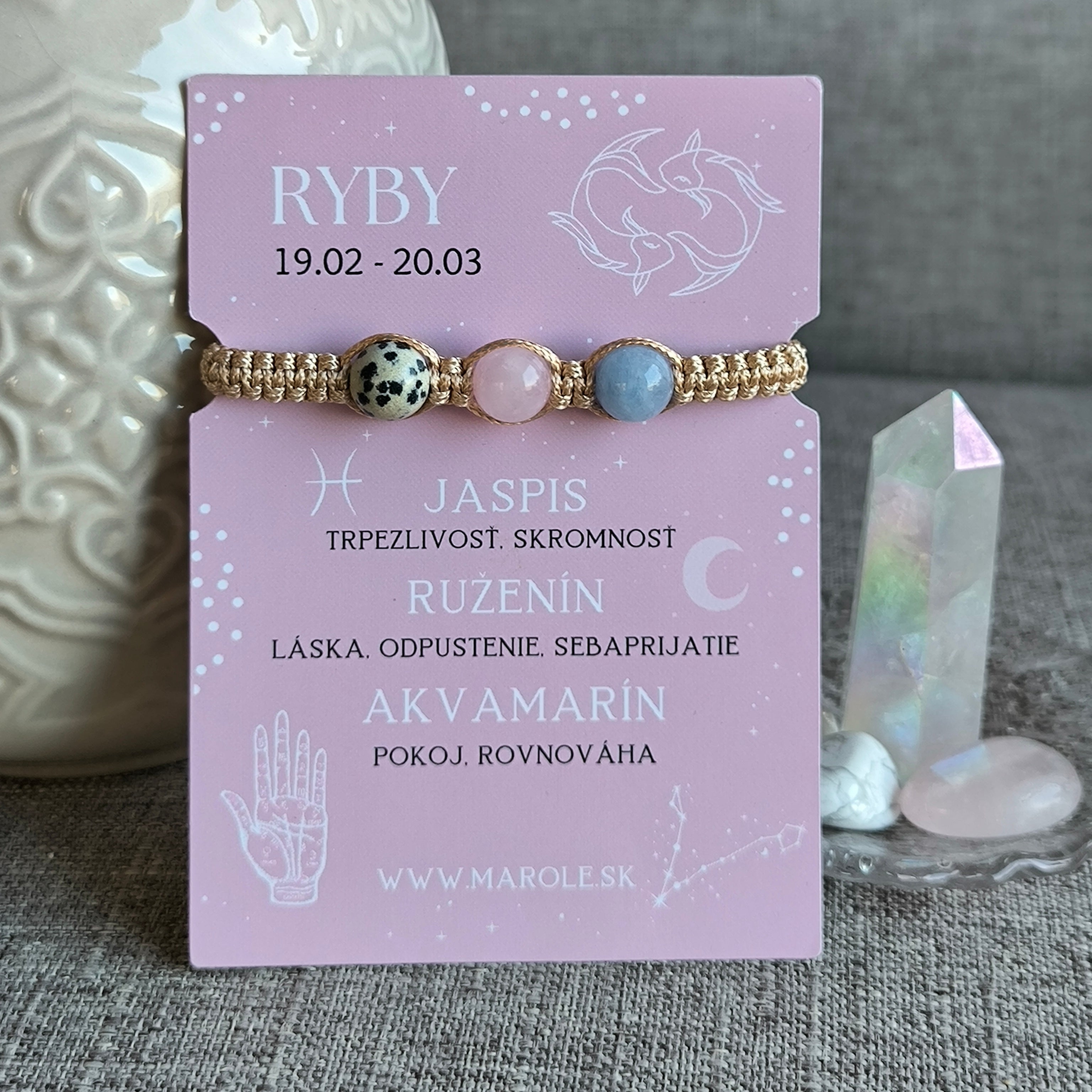 Pești (Jaspis, Cuarț roz, Acvamarin)