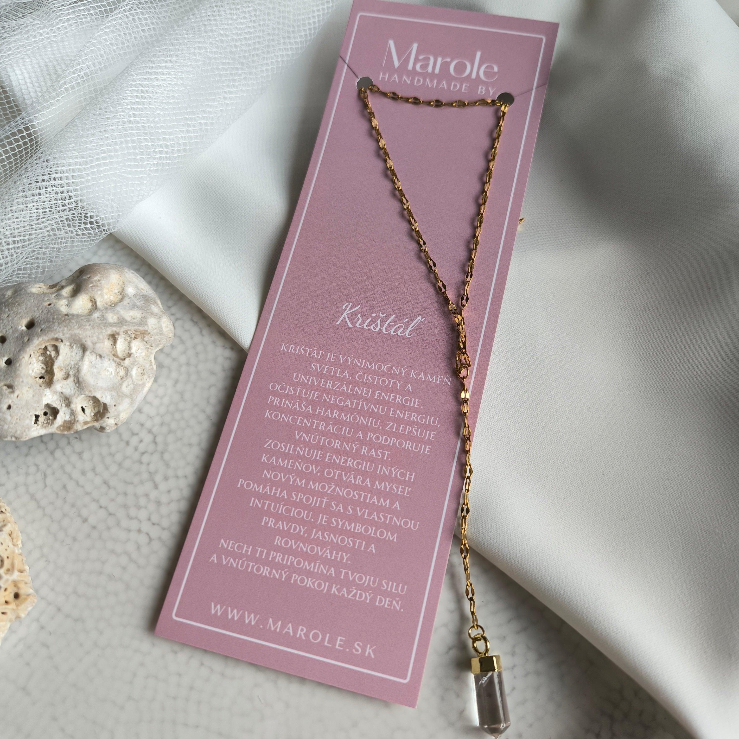 Podwójny łańcuszek z zawieszką z naturalnego minerału (kryształ)