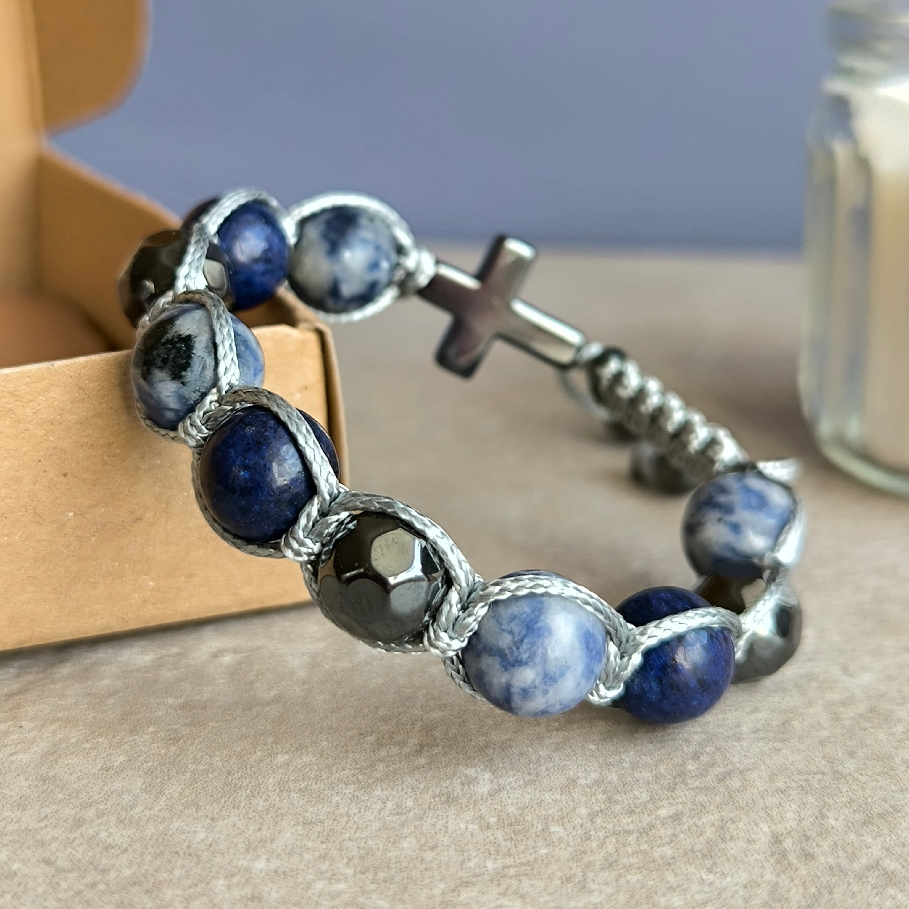 Rosenkranz für einen Jungen (Lapis Lazuli, Sodalith, Hämatit)