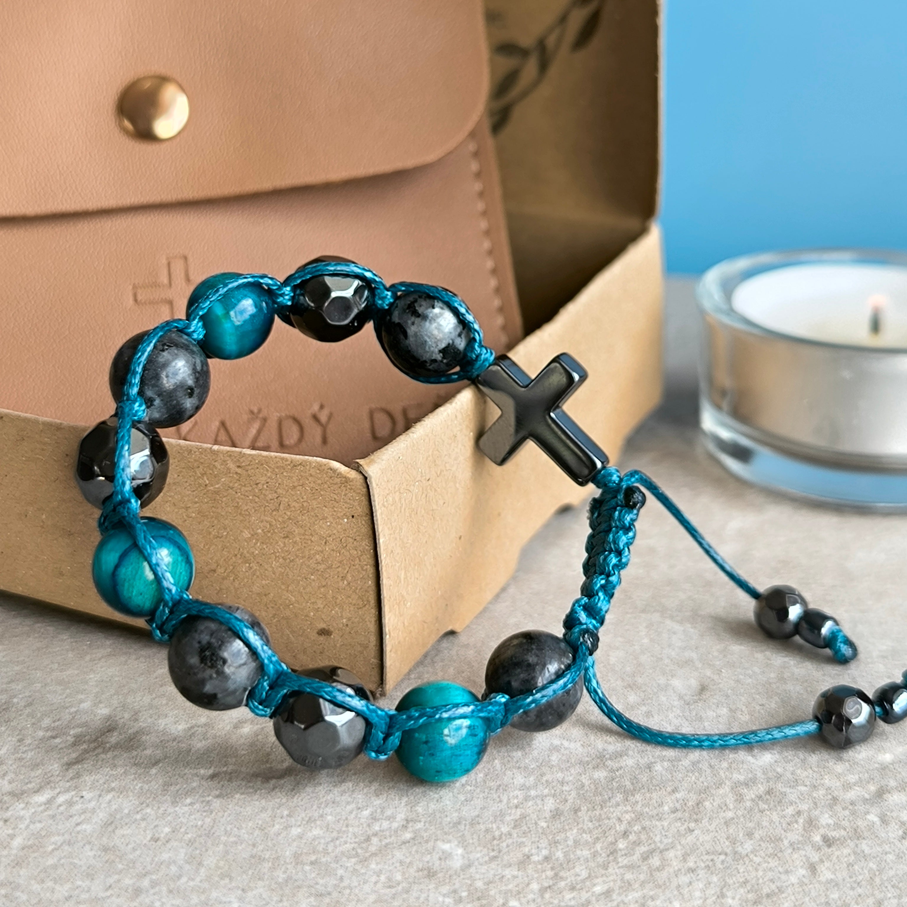 Rosary for a boy (Tiger's Eye, Labradorite, Hematite)