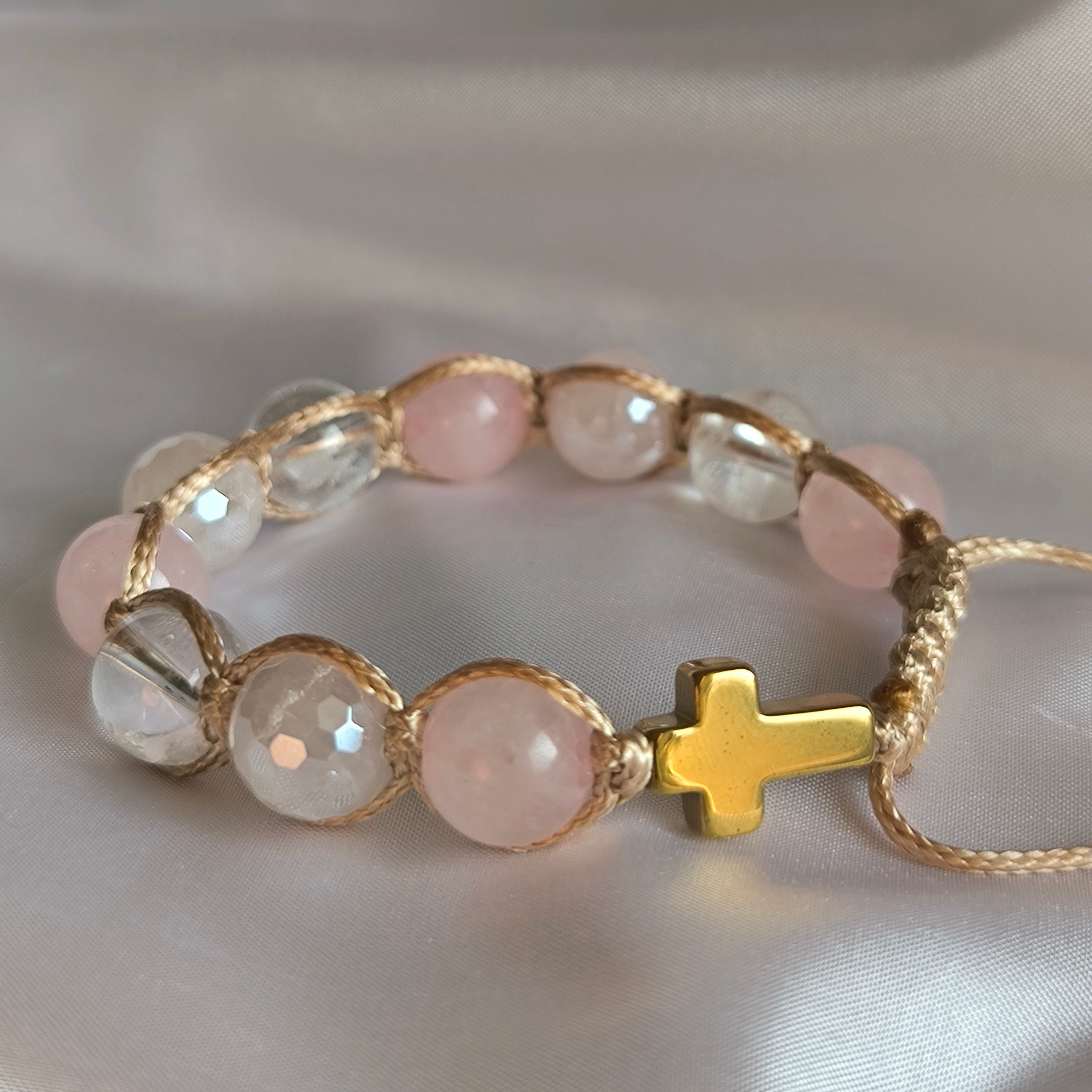 Ruženec na ruku pre dievča (Ruženín, Krištáľ, Hematit)