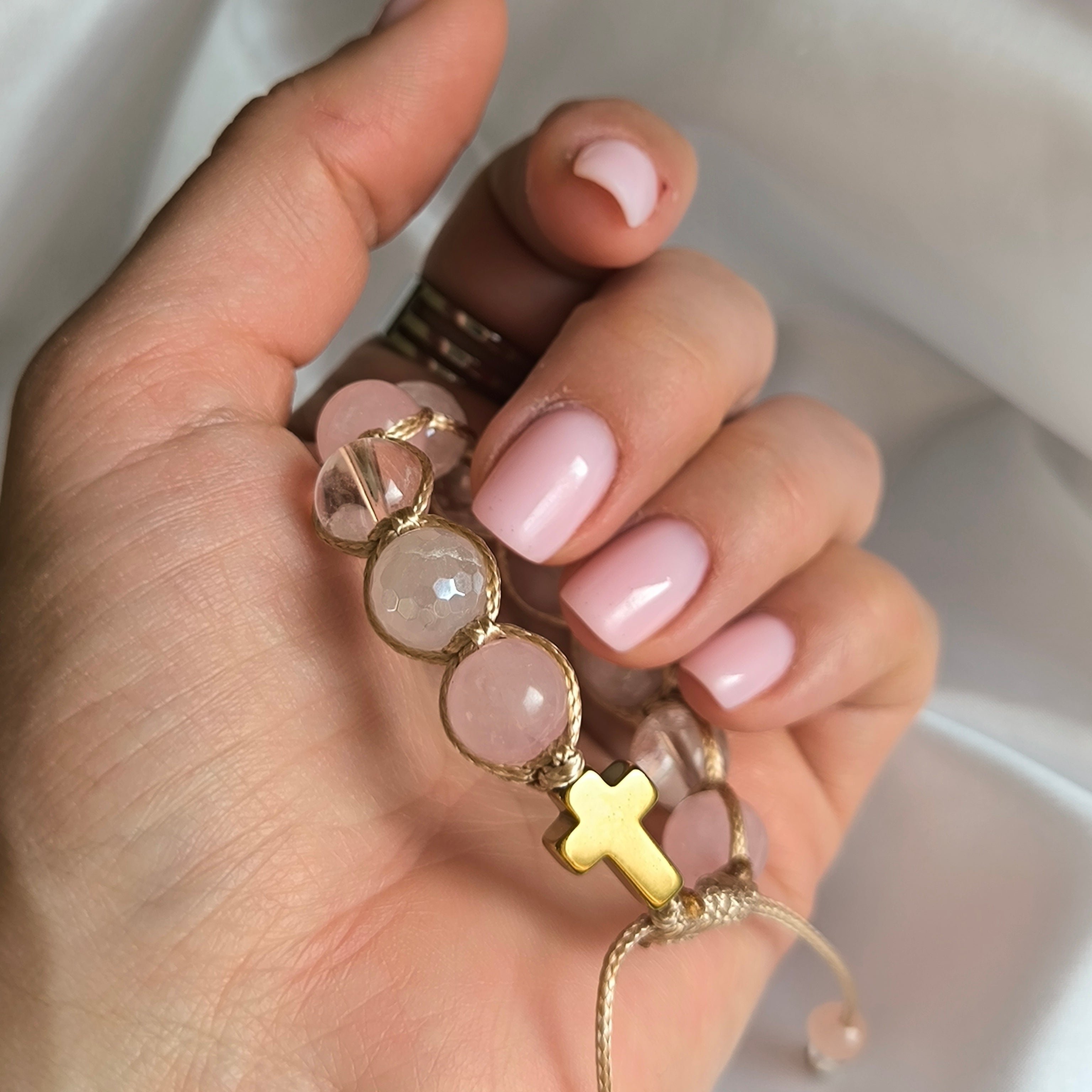 Ruženec na ruku pre dievča (Ruženín, Krištáľ, Hematit)