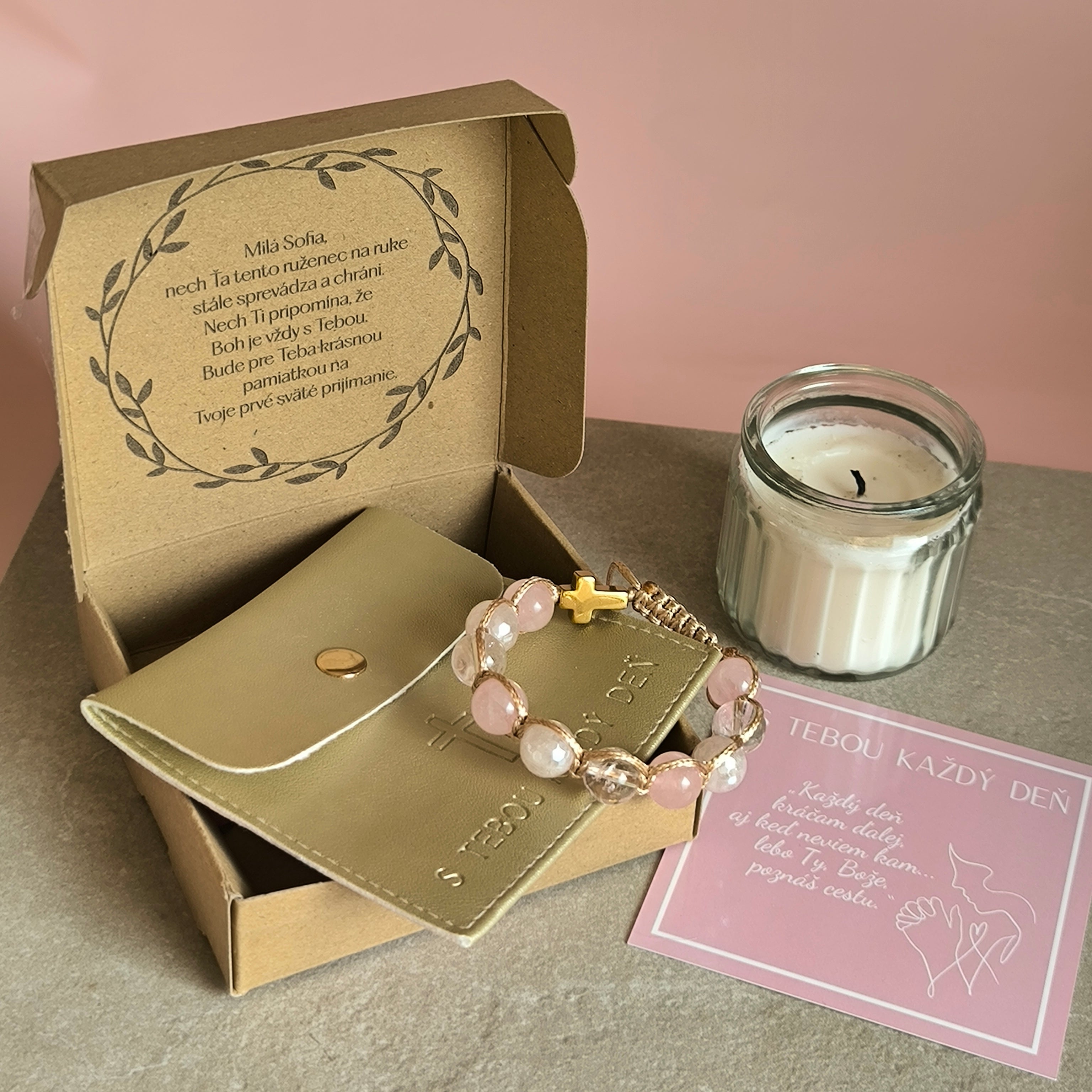 Ruženec na ruku pre dievča (Ruženín, Krištáľ, Hematit)