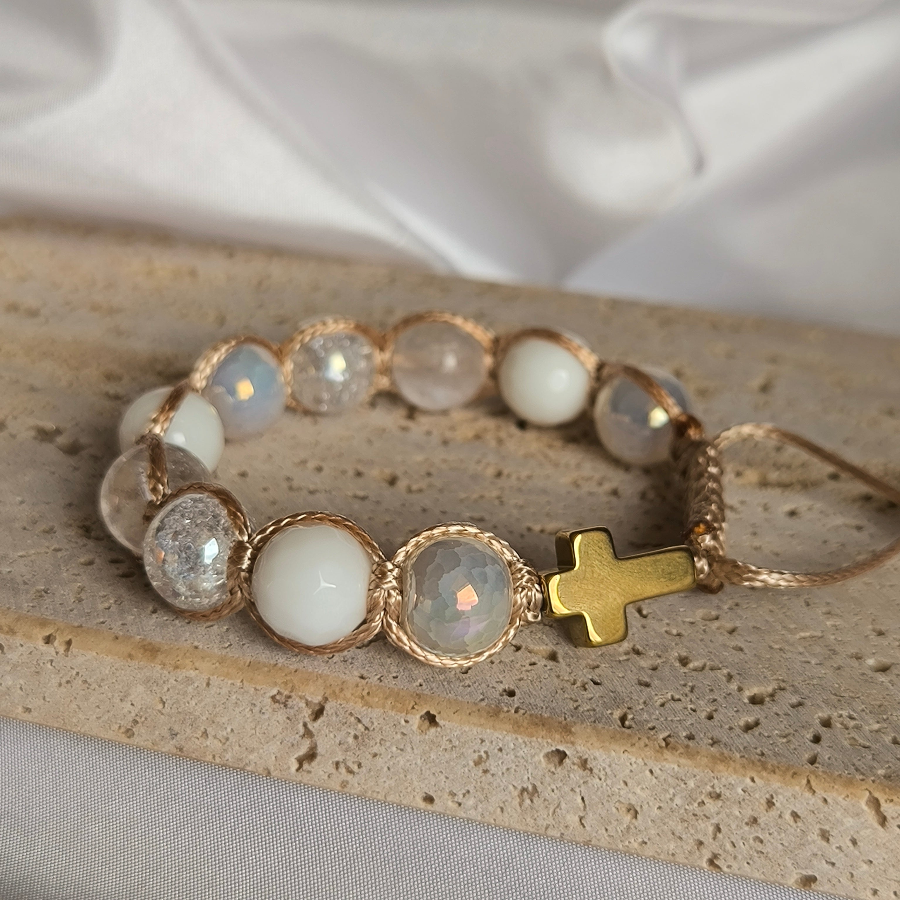 Ruženec na ruku pre dievča (Krištáľ, Achát, Jadeit, Hematit)