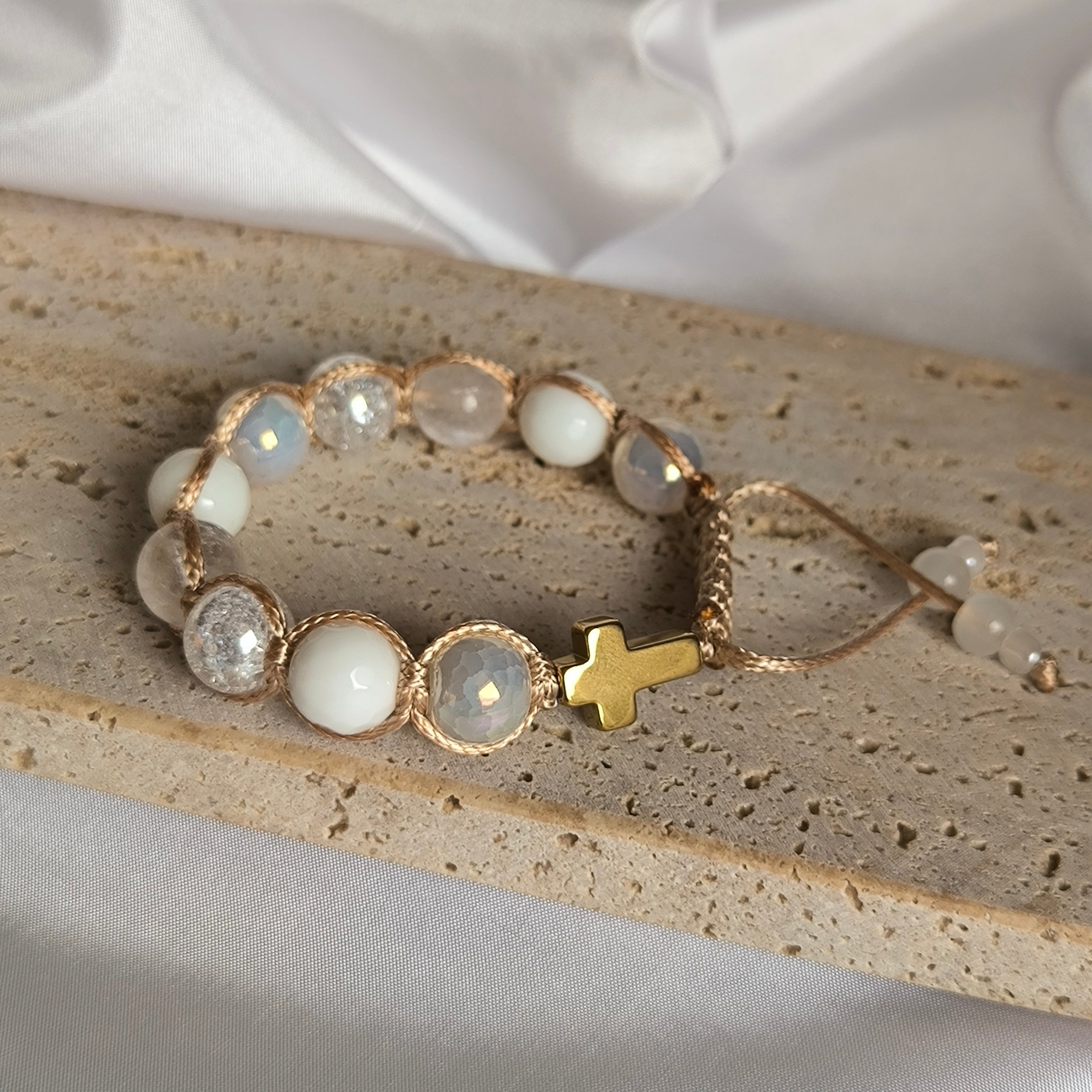 Ruženec na ruku pre dievča (Krištáľ, Achát, Jadeit, Hematit)