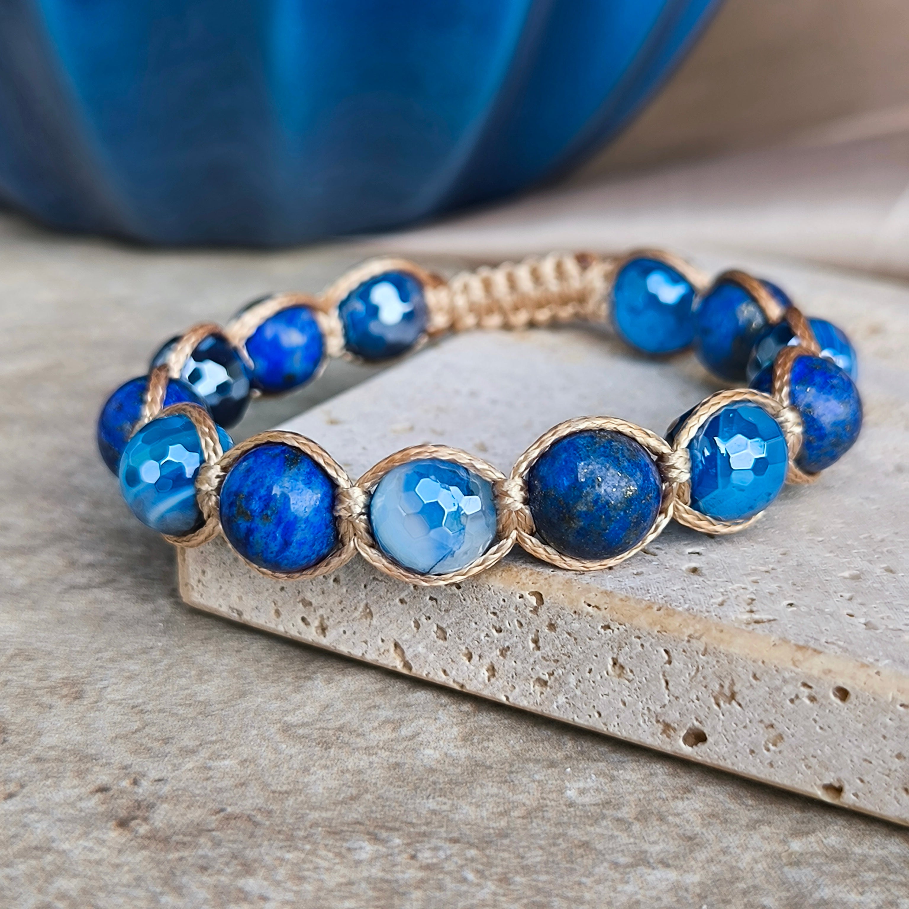 Izadora - Náramok z minerálov (Lapis Lazuli,  Achát)
