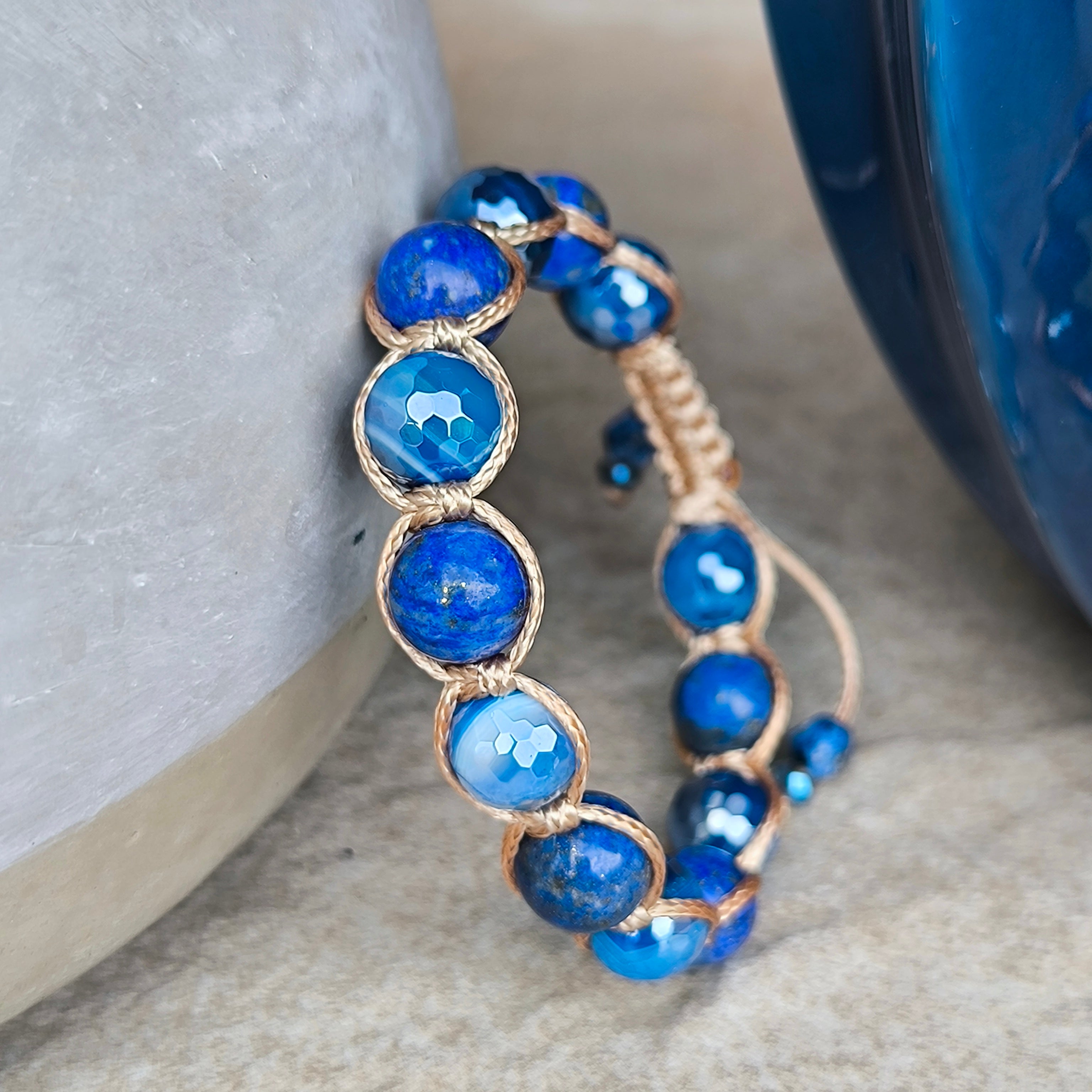 Izadora - Náramok z minerálov (Lapis Lazuli,  Achát)