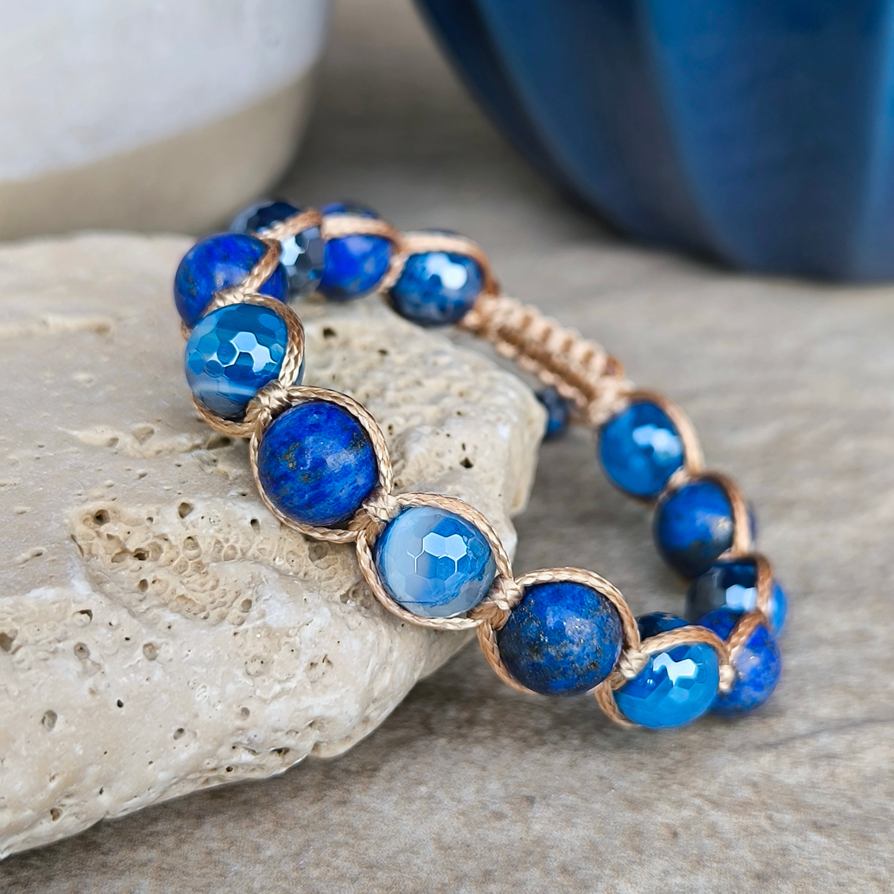 Izadora - Náramok z minerálov (Lapis Lazuli,  Achát)