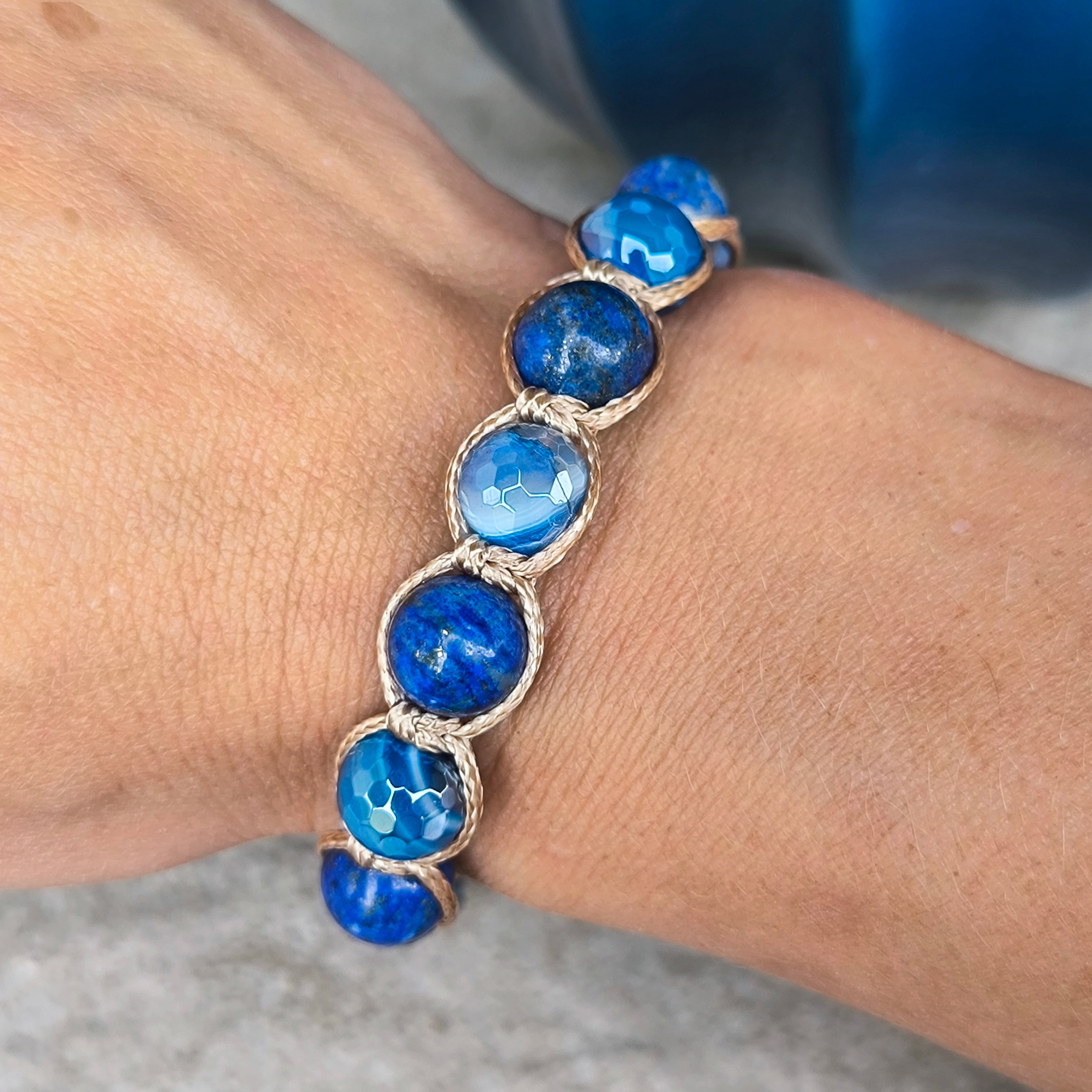 Izadora - Náramok z minerálov (Lapis Lazuli,  Achát)