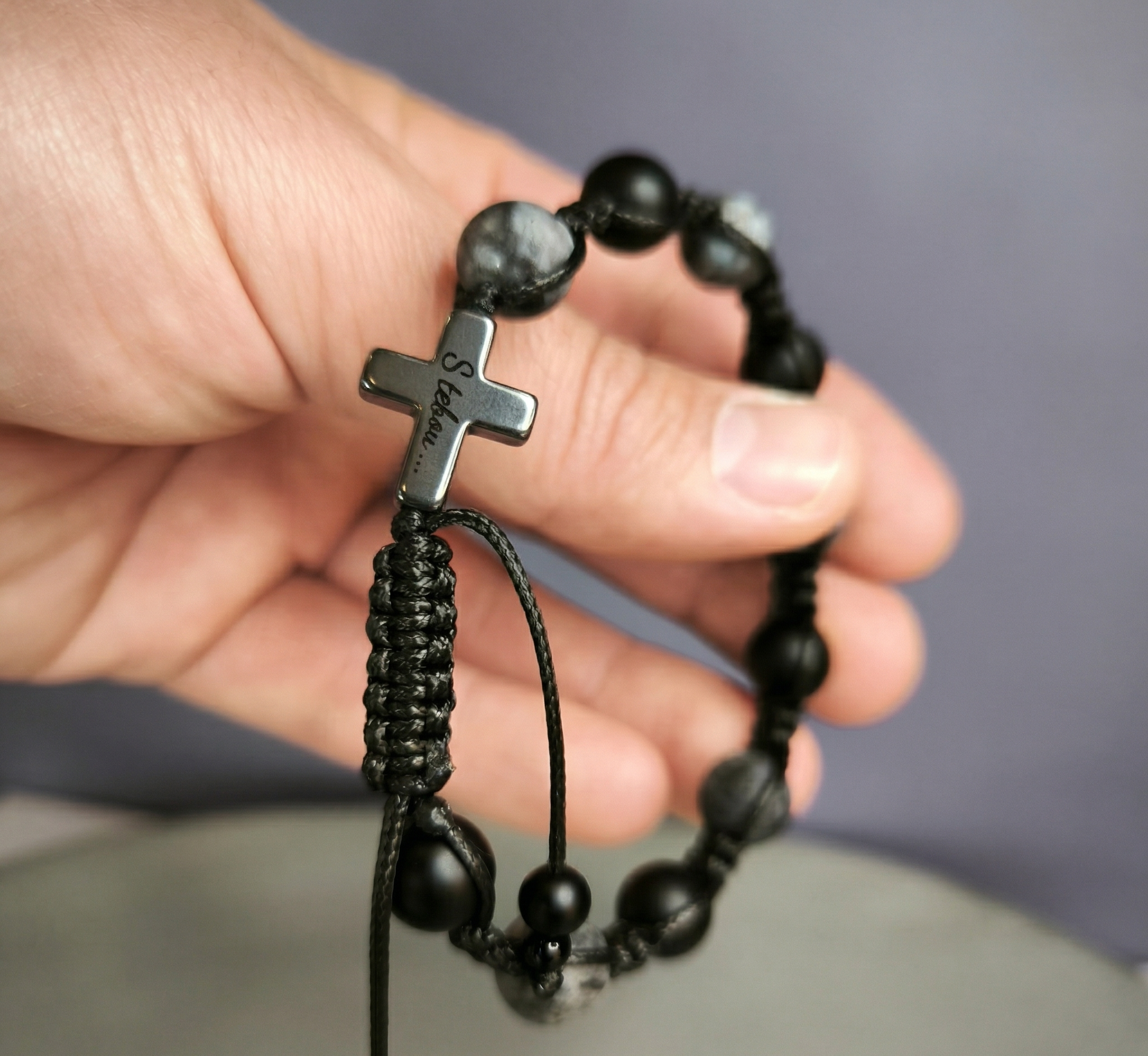 Rosenkranz für Männer (Labradorit, Onyx, Hämatit)