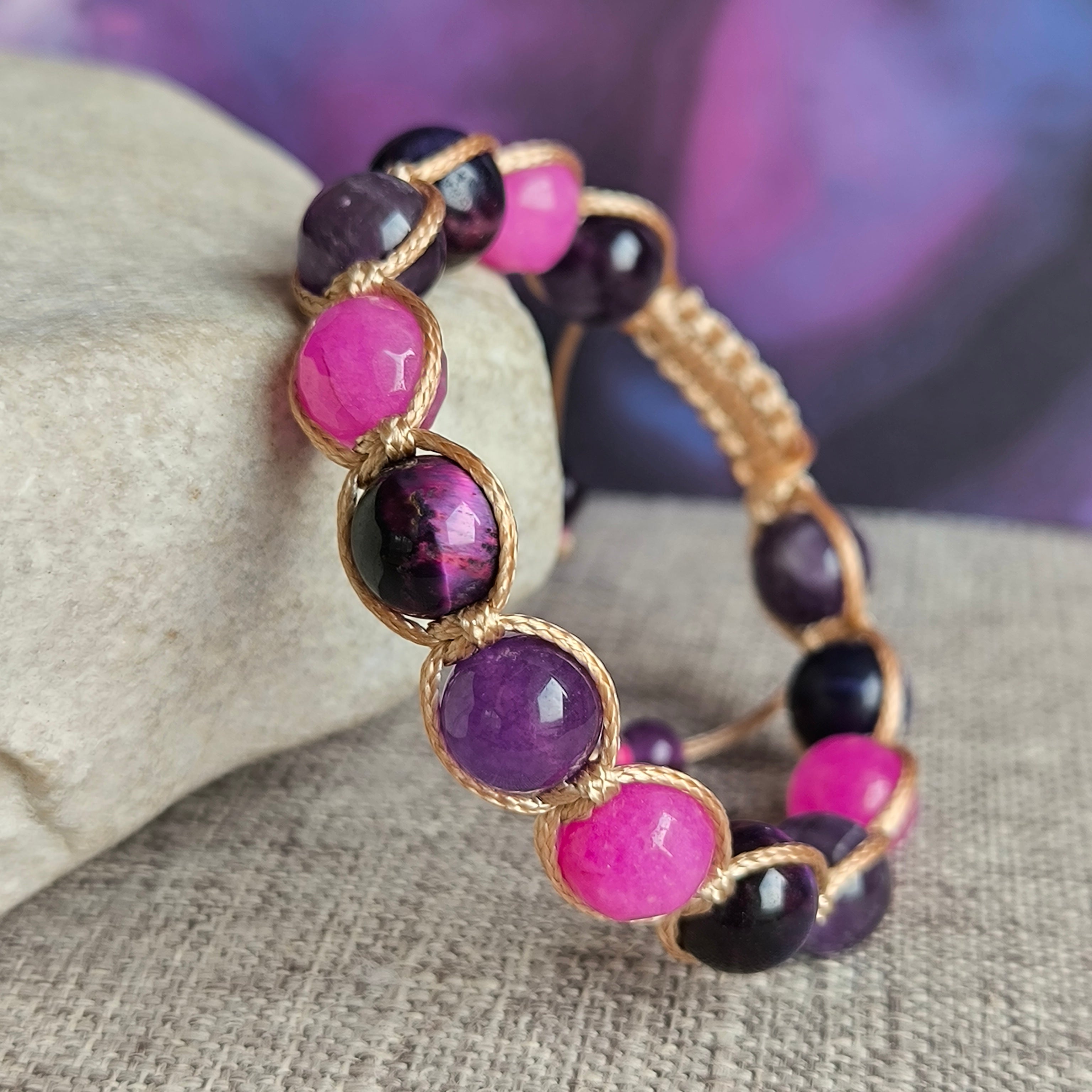 Berry - Náramok z minerálov (Ametyst, Tigrie Oko, Jadeit) - Marole