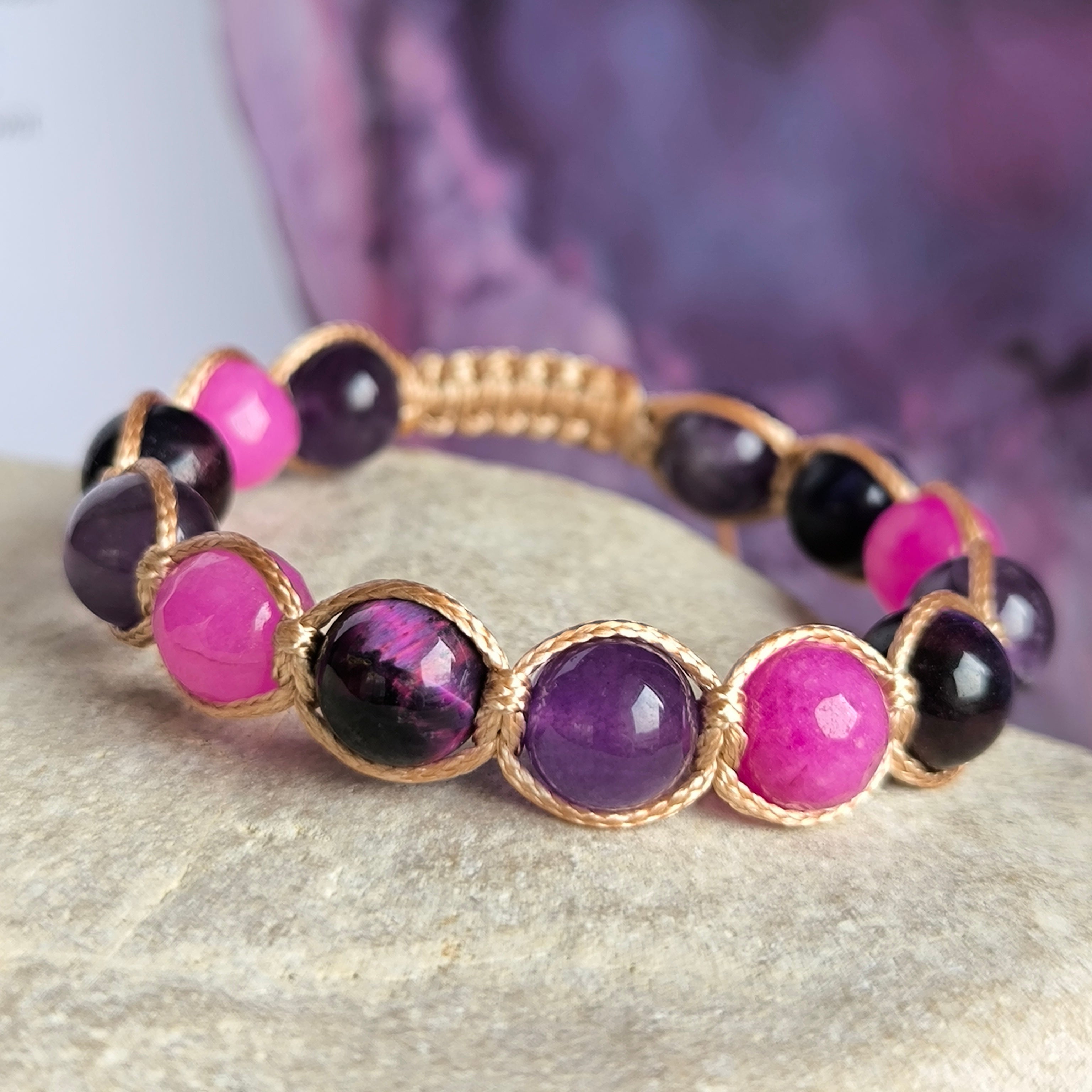 Berry - Náramok z minerálov (Ametyst, Tigrie Oko, Jadeit) - Marole