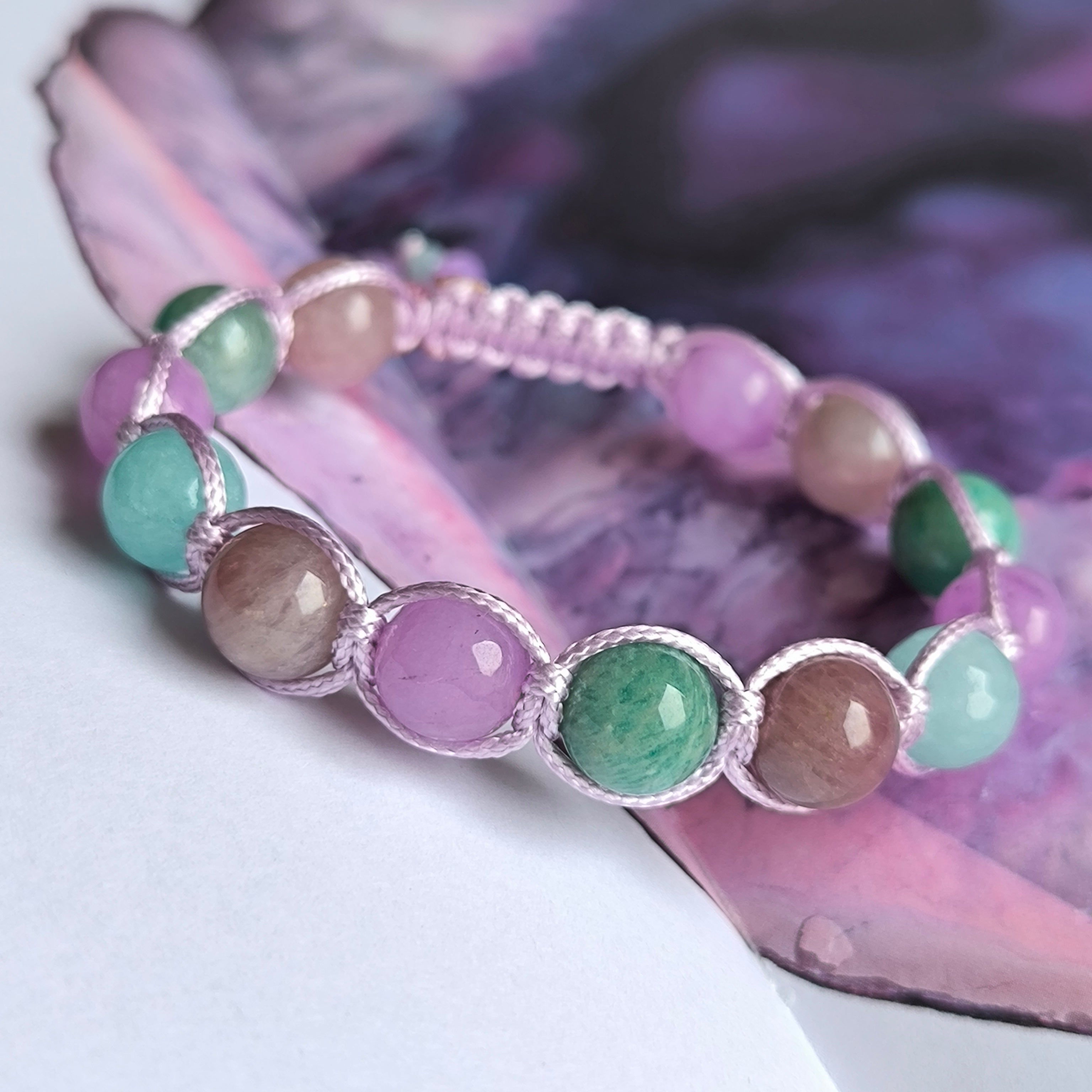 Elowen - Náramok z minerálov (Amazonit , Ruženín, Jadeit) - Marole