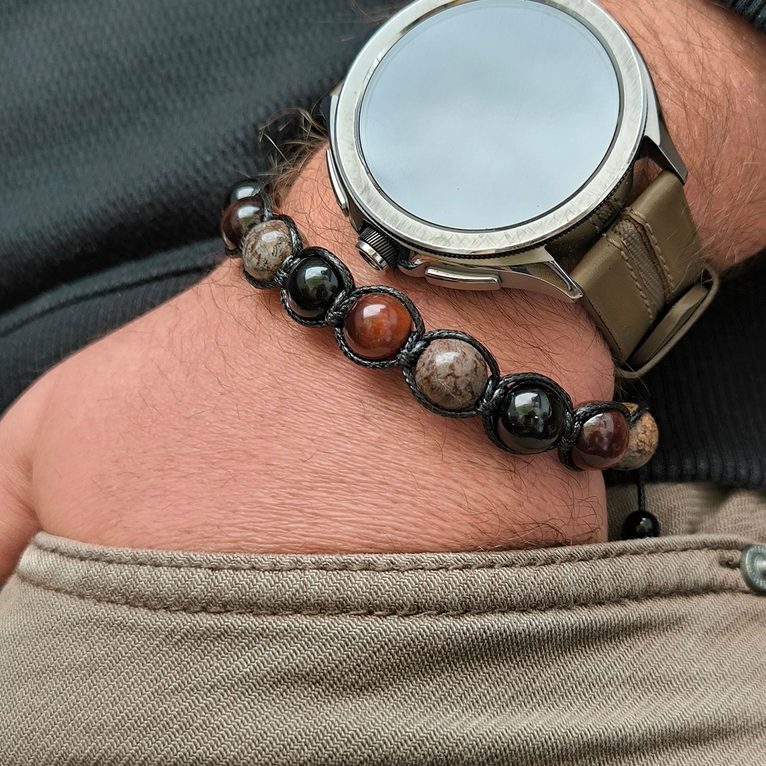 Maximus - Náramok z minerálov (Tigrie oko, Obsidián, Turmalín) - Marole